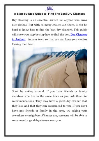A StepbyStep Guide to Find The Best Dry Cleaners by Elite cleaners