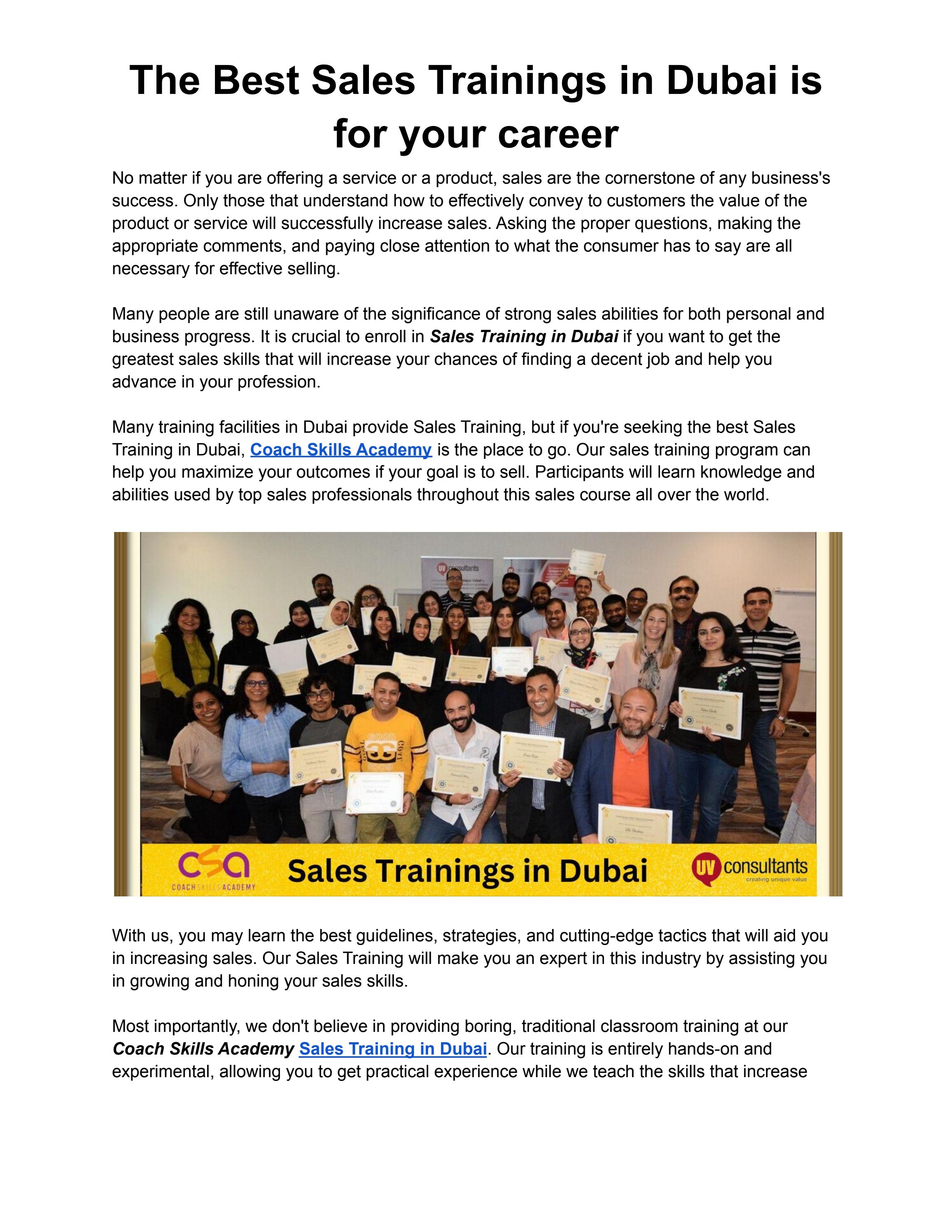 Sales Trainings in Dubai by coachskillsacademy Issuu