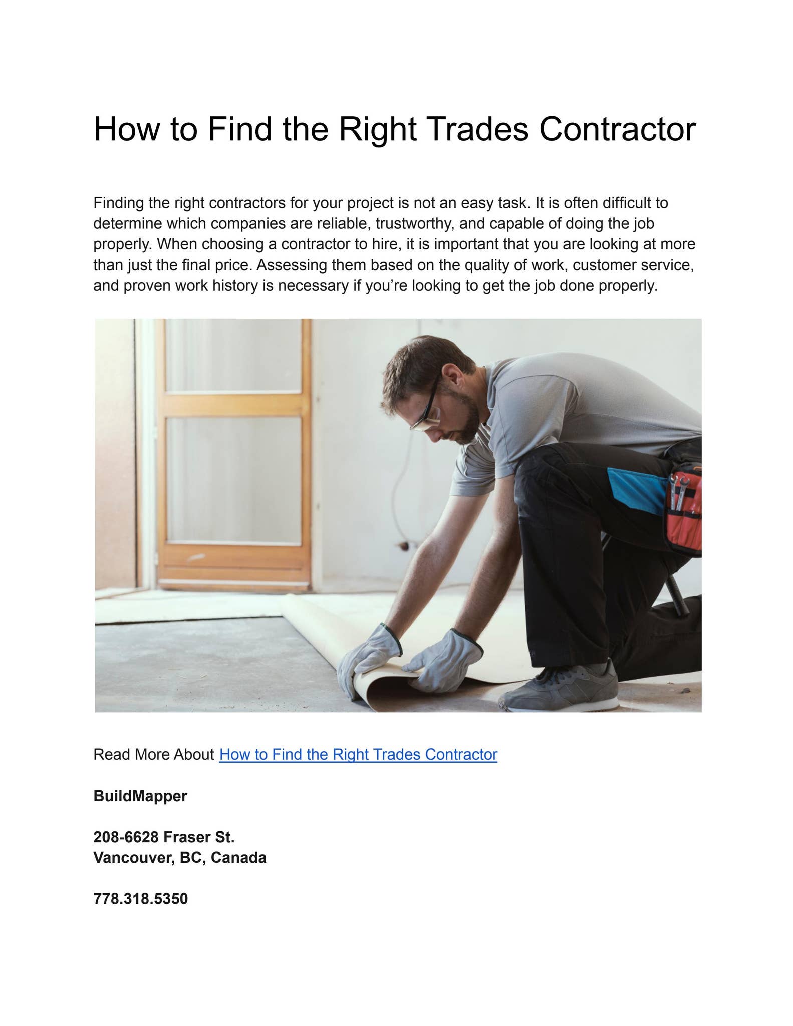 Trade Hand Examples How to Find the Right Trades Contractor by Buildmapper - Issuu