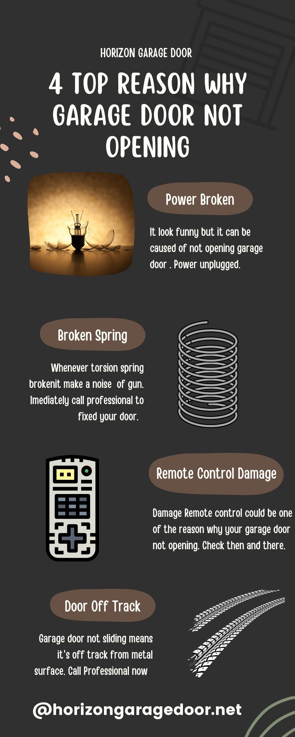 4 Top Reason why Garage Door Not Opening Infographic by horizongarage