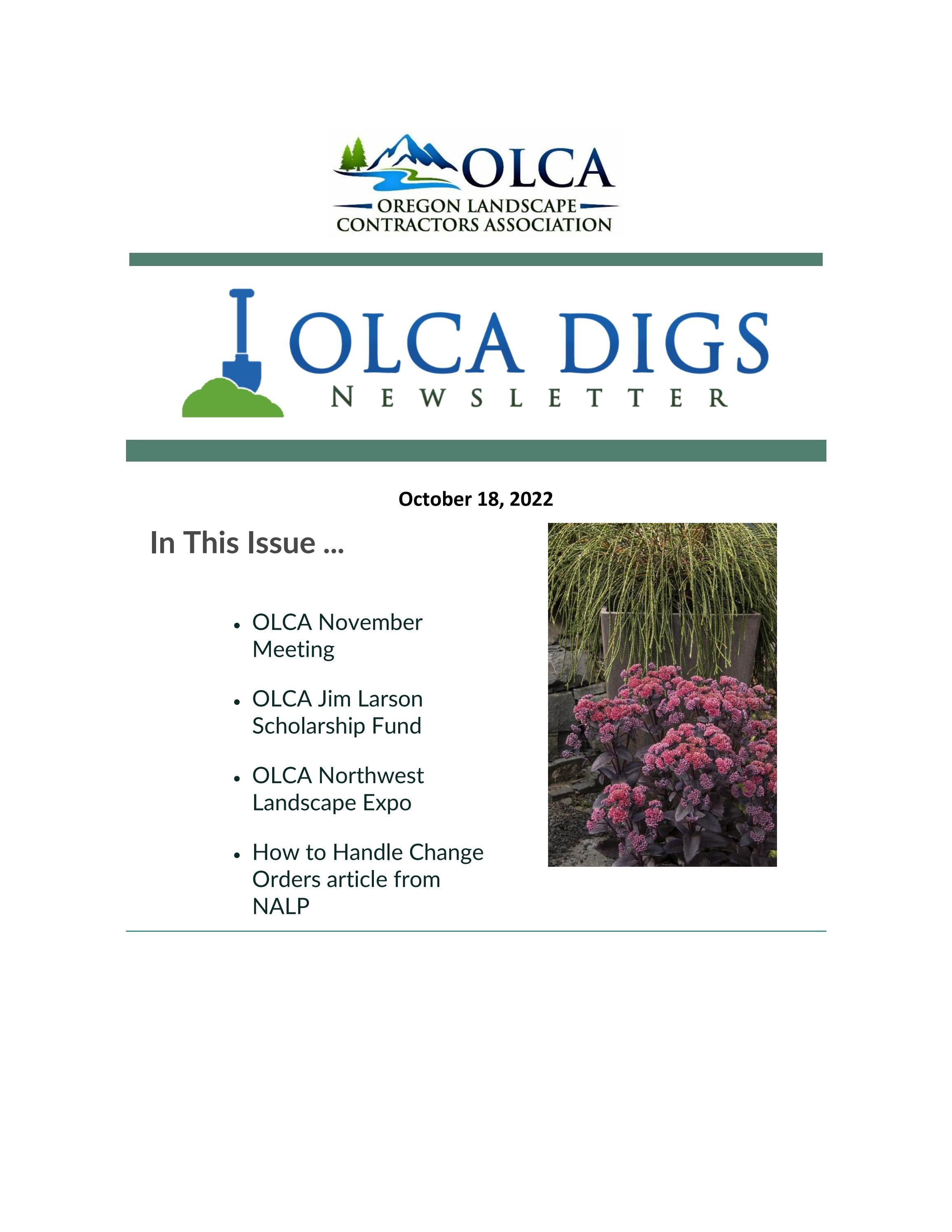 OLCA Weekly Newsletter October 11, 2022 by Oregon Landscape