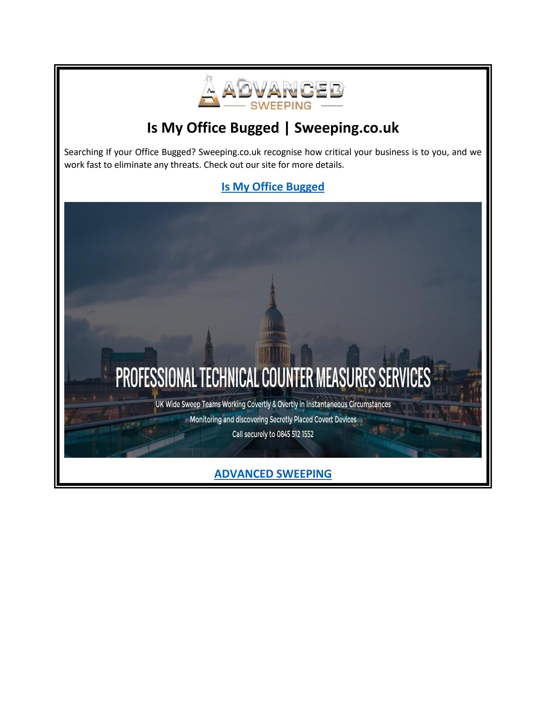 Is My Office Bugged Sweeping.co.uk by ADVANCED SWEEPING Issuu