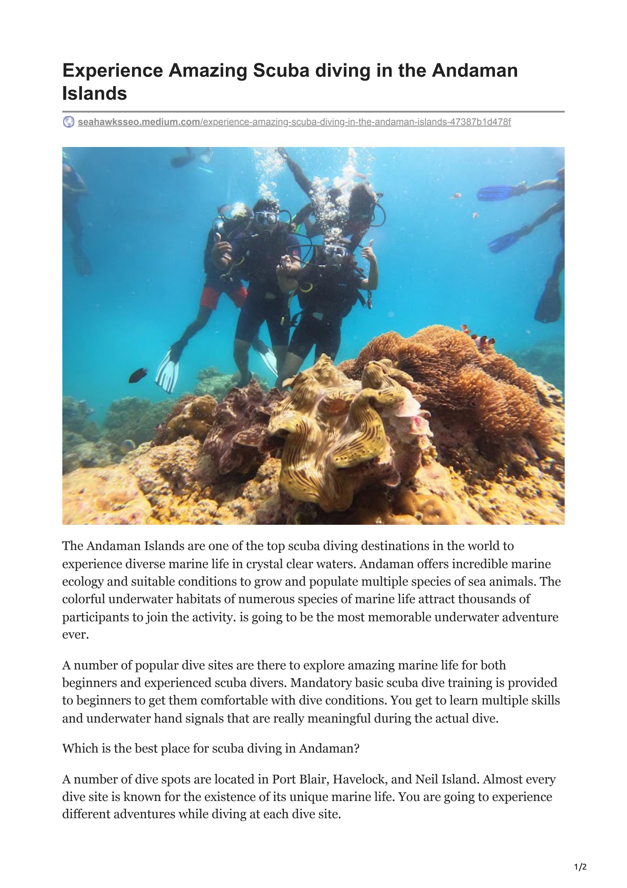 Experience ultimate scuba diving in the Andaman Islands by Scuba_diving