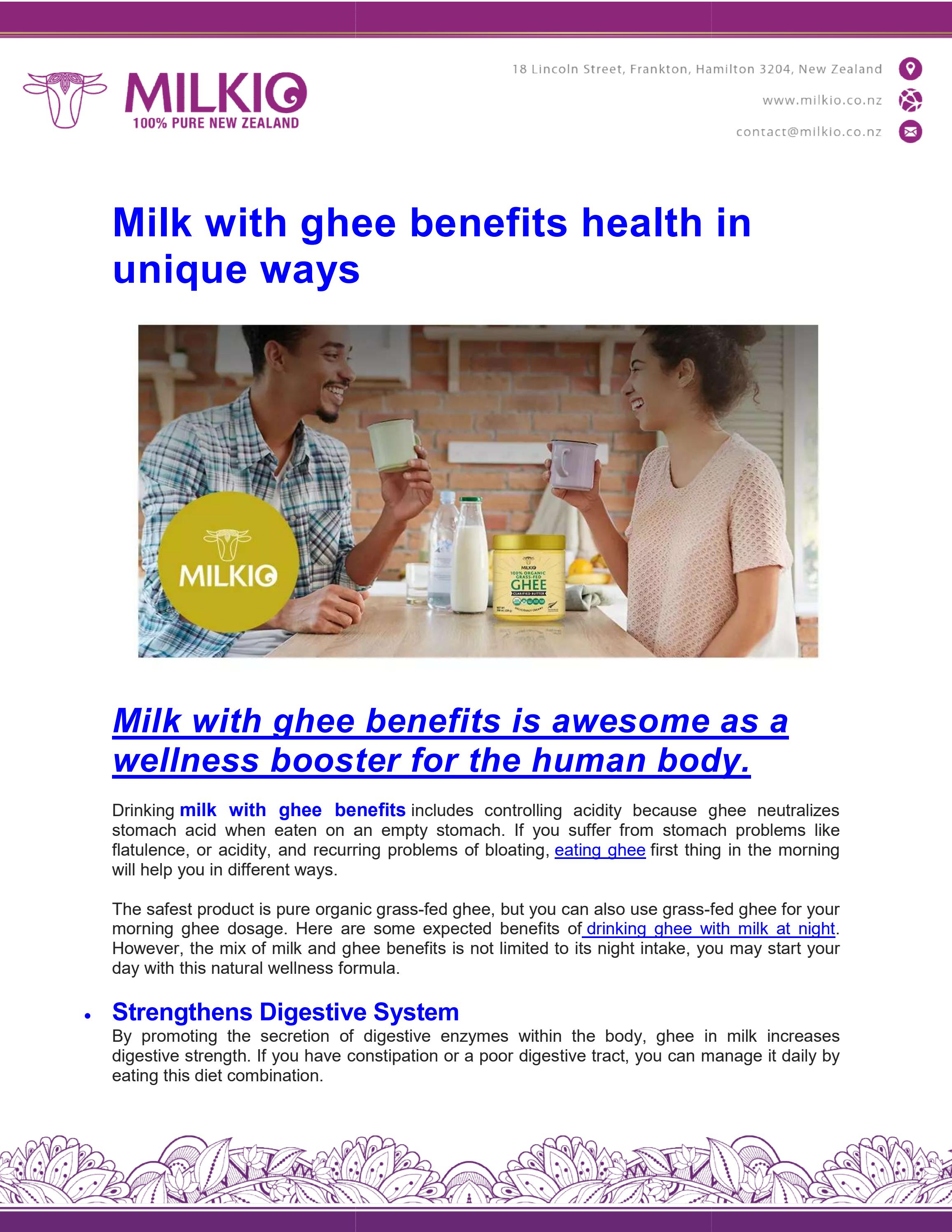 Milk with ghee benefits health in unique ways by MILKIO Issuu