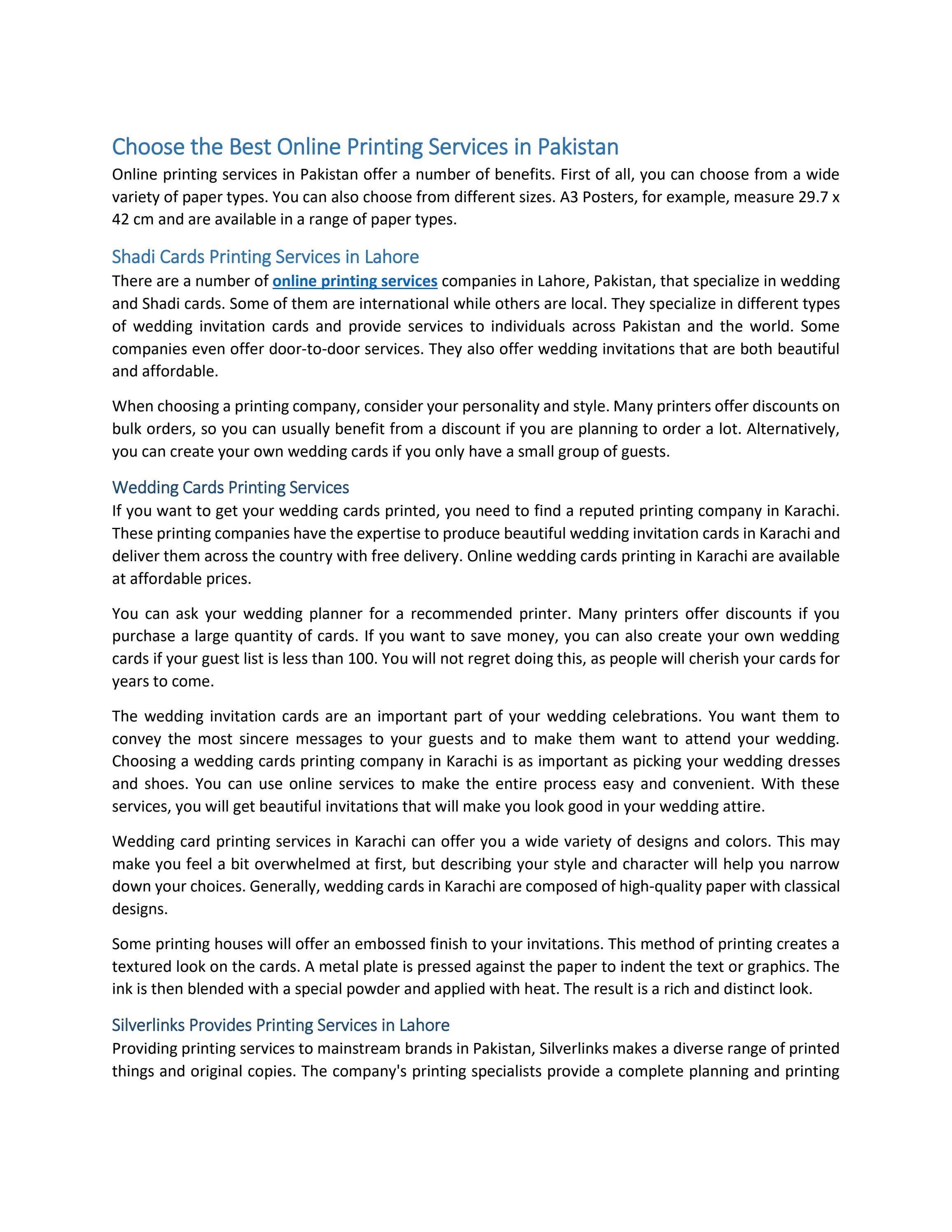 Choose the Best Online Printing Services in Pakistan by Stella Osse Issuu