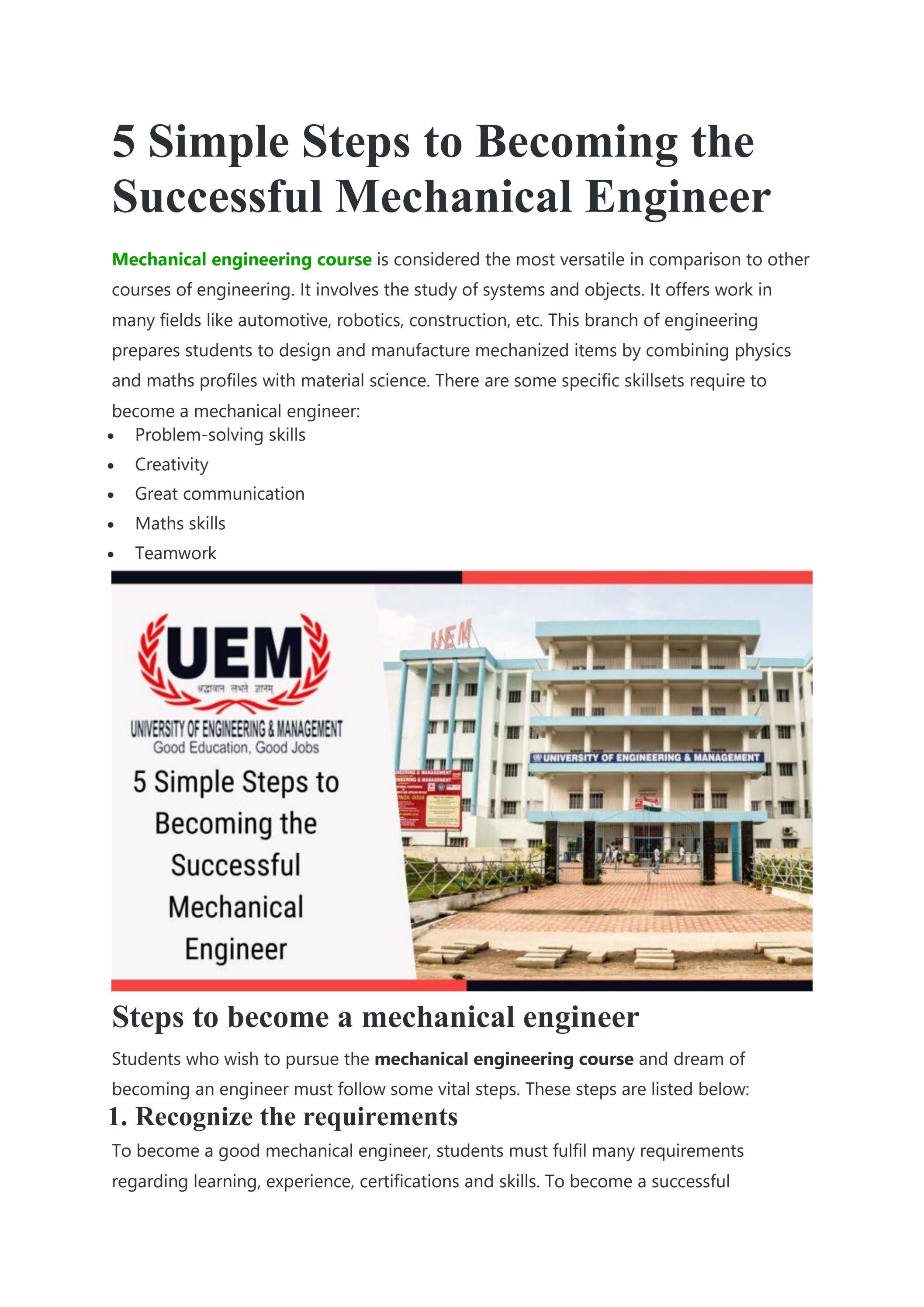 Mechanical Engineering Education Requirements