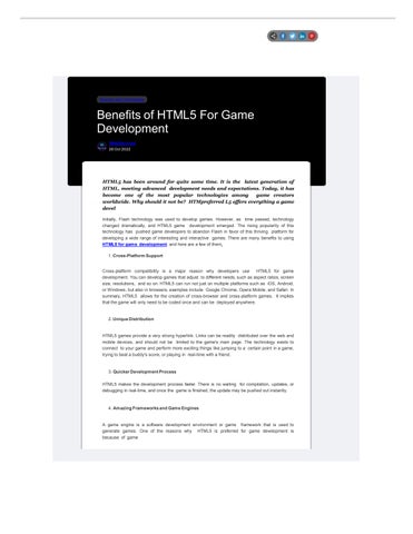 Benefits of HTML5 For Game Development by iWebServices - Issuu