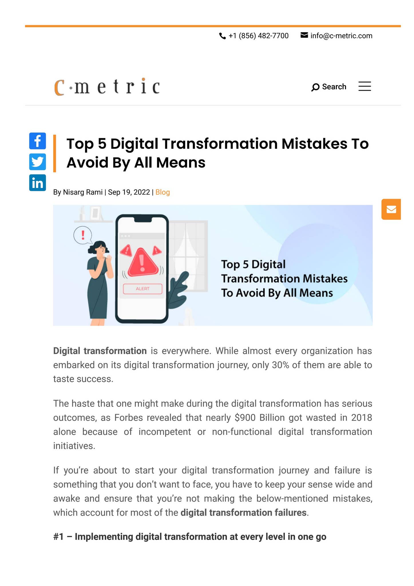 Top 5 Digital Transformation Mistakes To Avoid By All Means by C-Metric ...