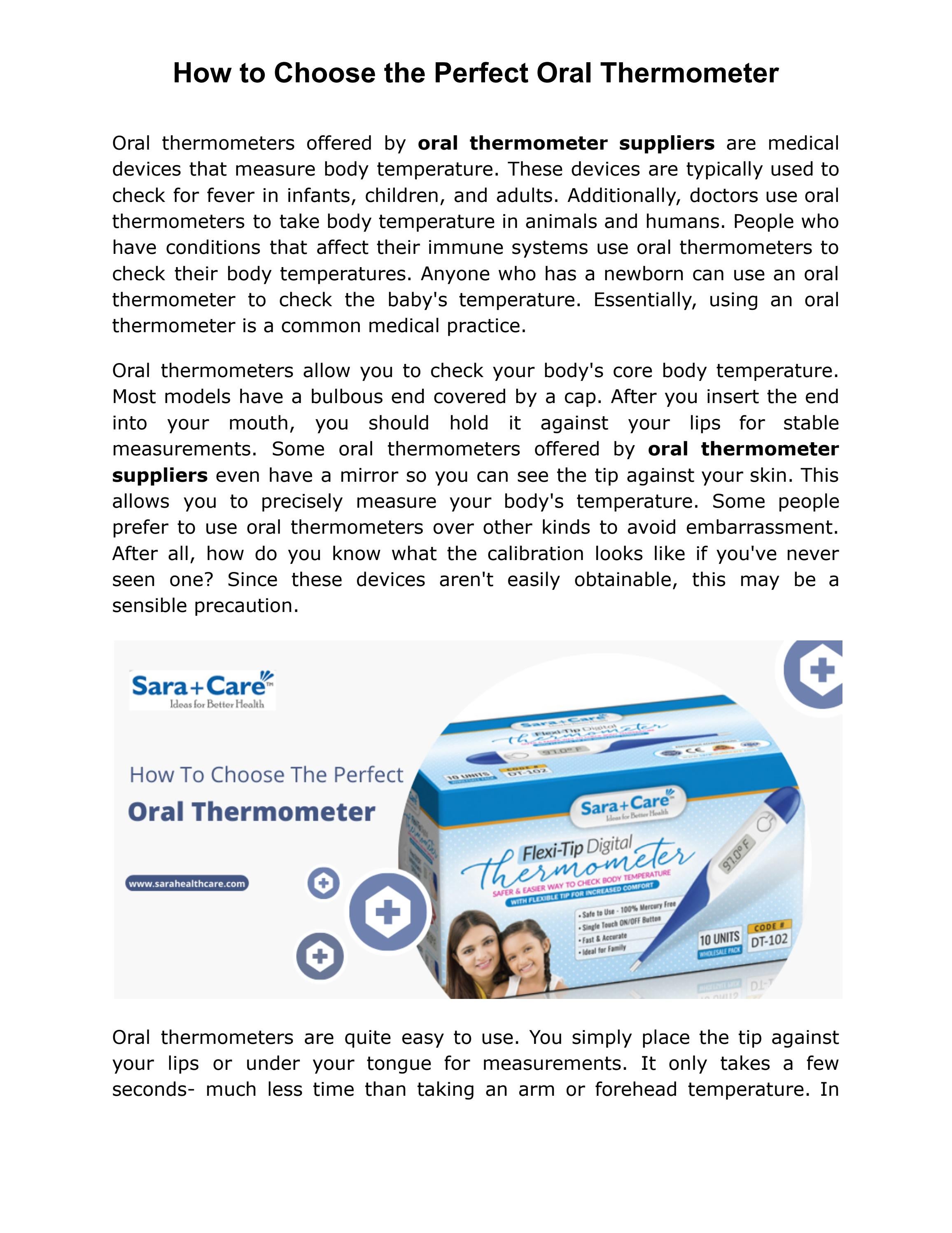 How to Choose the Perfect Oral Thermometer by Sara Healthcare Pvt Ltd