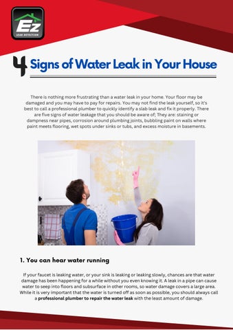 4 signs of water leak in your house by ezleakdetection Issuu