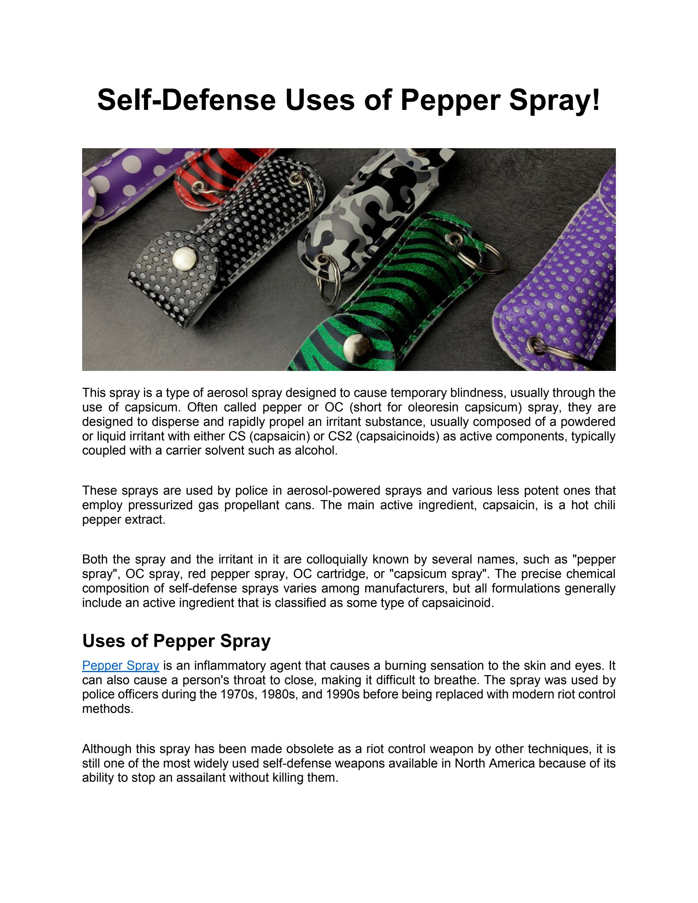 Self-Defense Uses of Pepper Spray by Ashly Brine - Issuu