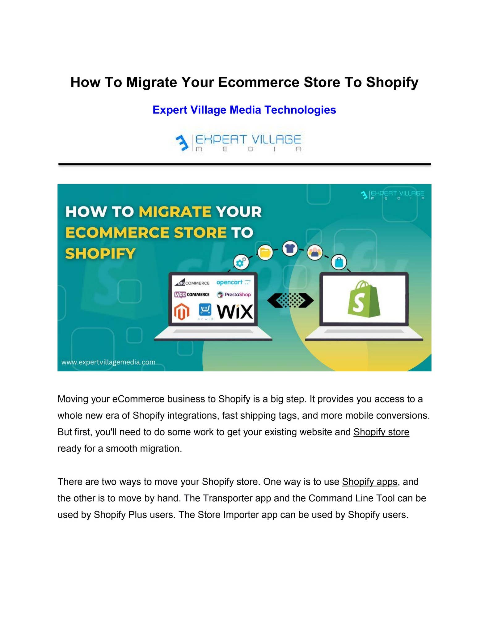 How To Migrate Your Ecommerce Store To Shopify by Expert Village Media ...
