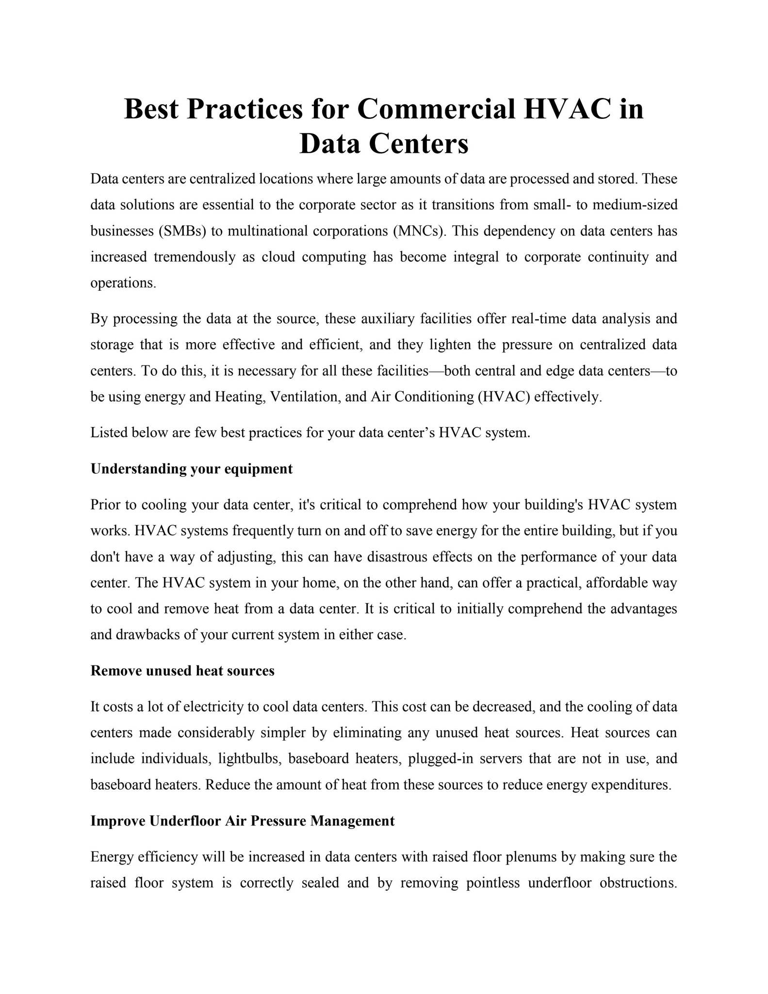 Best Practices for Commercial HVAC in Data Centers by Trosten ...