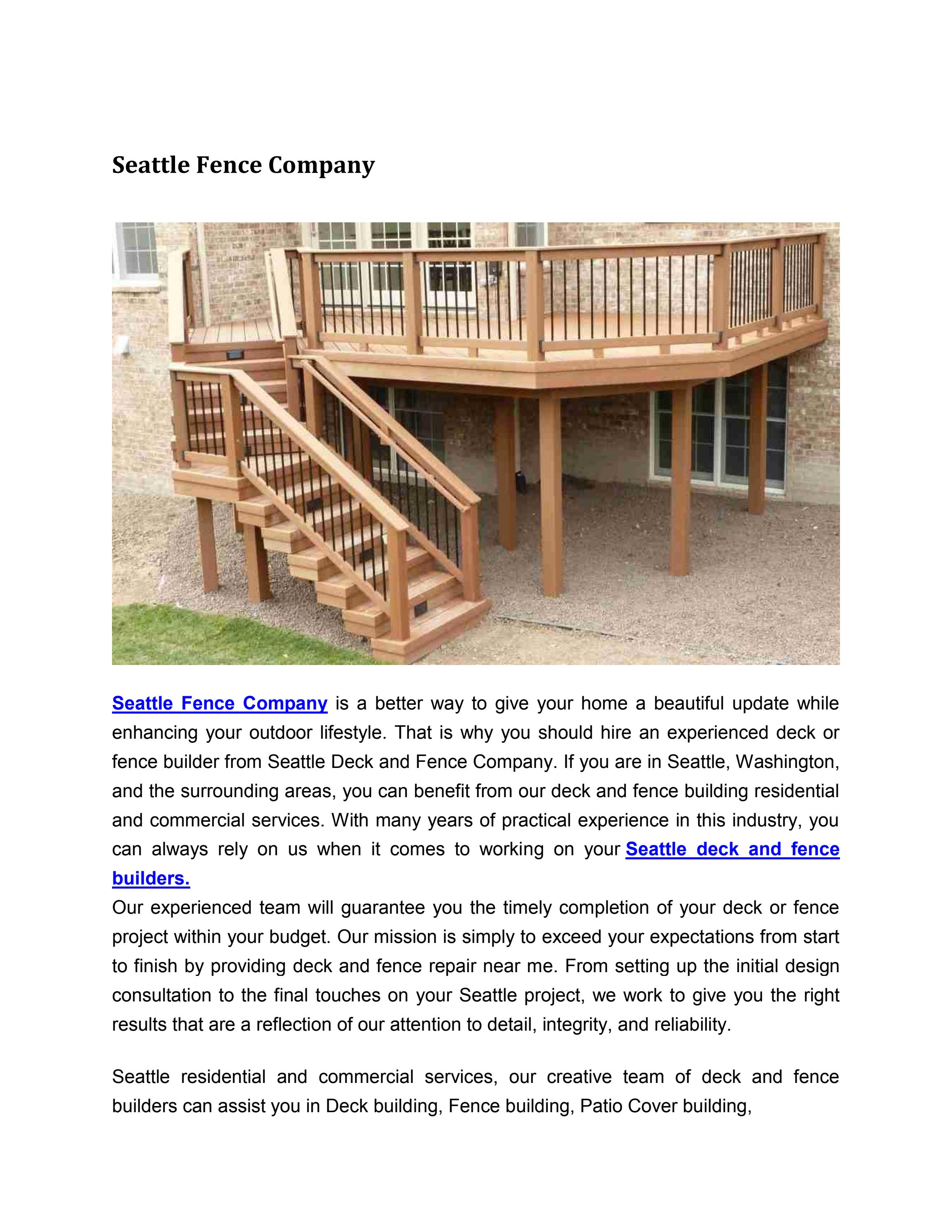 Seattle Fence Company by Seattle Deck and Fence Pros Issuu