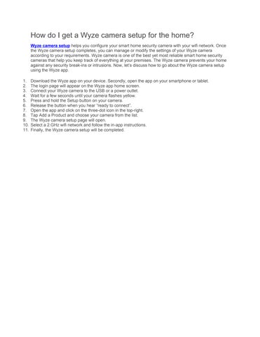 How do I get a Wyze camera setup for the home? by Wyze Camera Setup Issuu