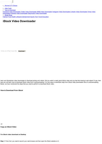 Istock Video Downloader Free by live downloading - Issuu
