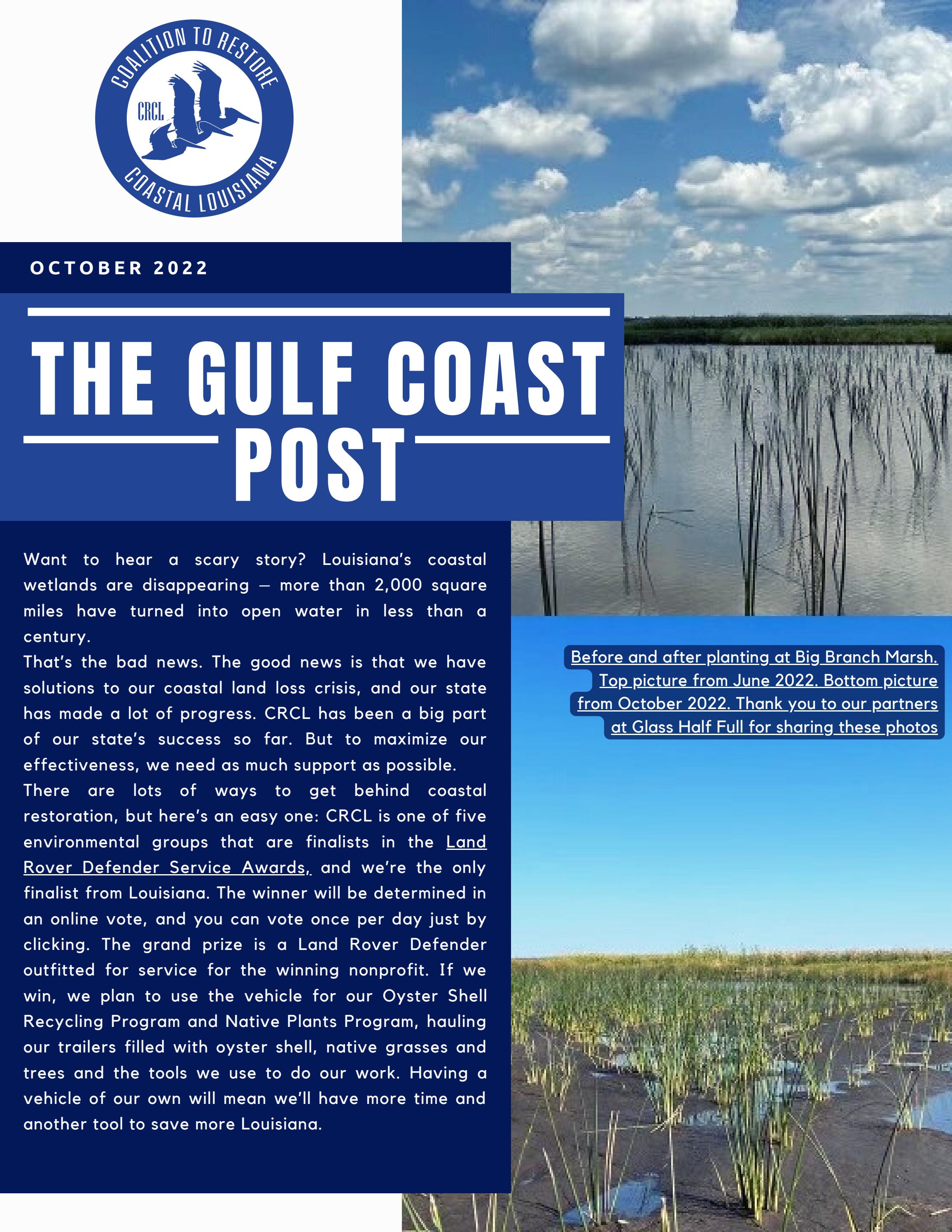 Gulf Coast Post October 2022 by Coalition to Restore Coastal Louisiana
