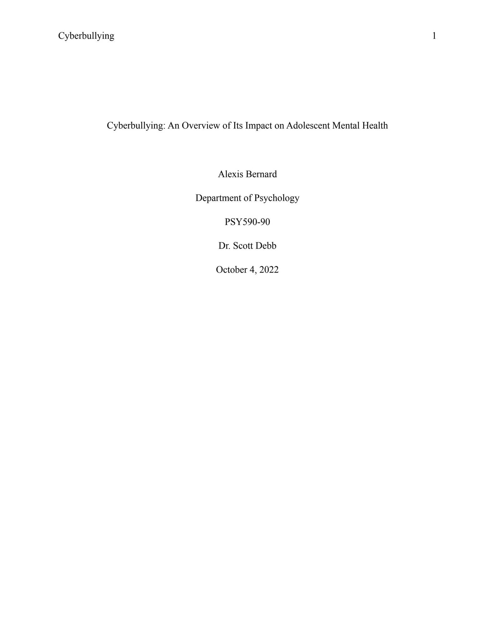 Cyberbullying: An Overview of the Impact on Adolescent Mental Health by ...