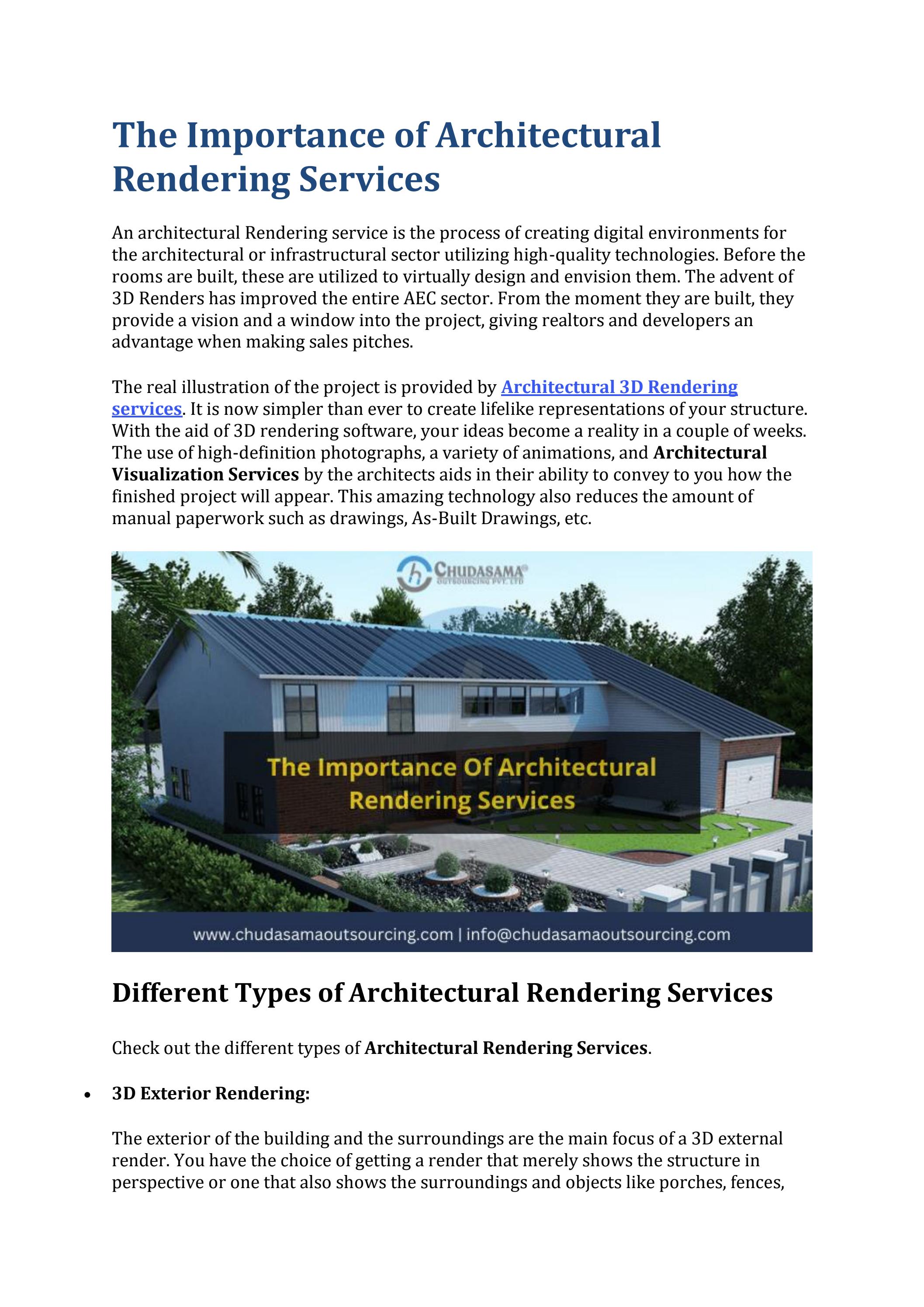 The Importance of Architectural Rendering Services by Chudasama
