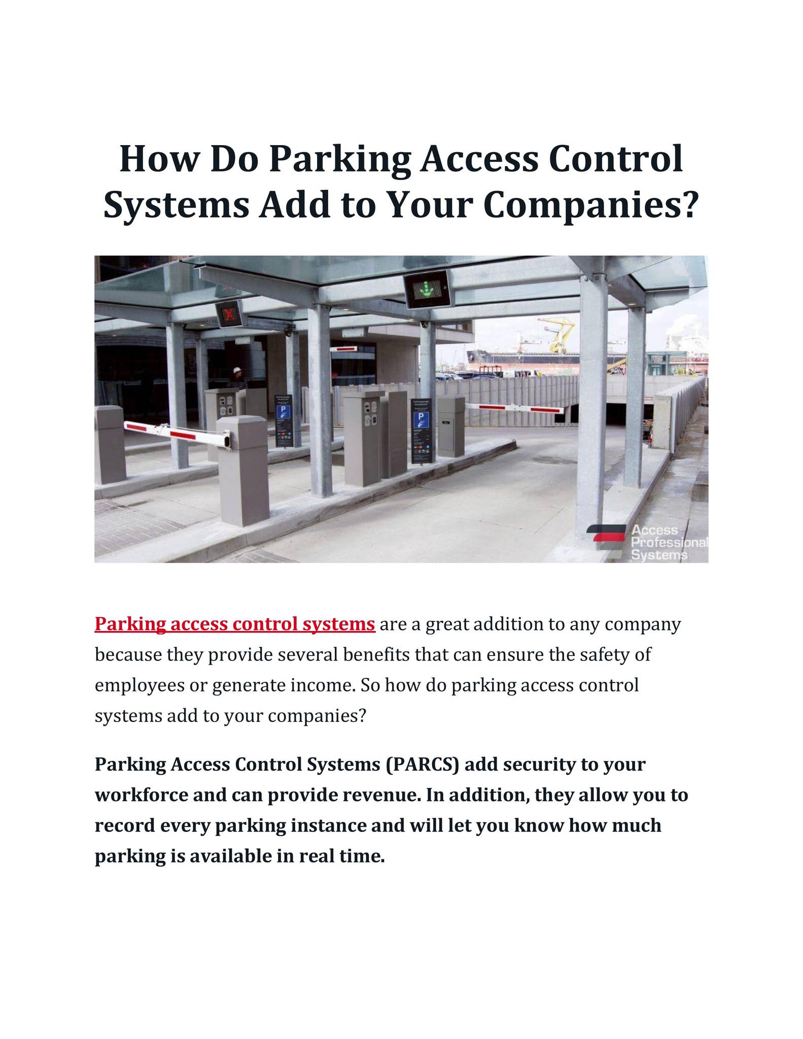How Do Parking Access Control Systems Add to Your Companies? | APS by ...