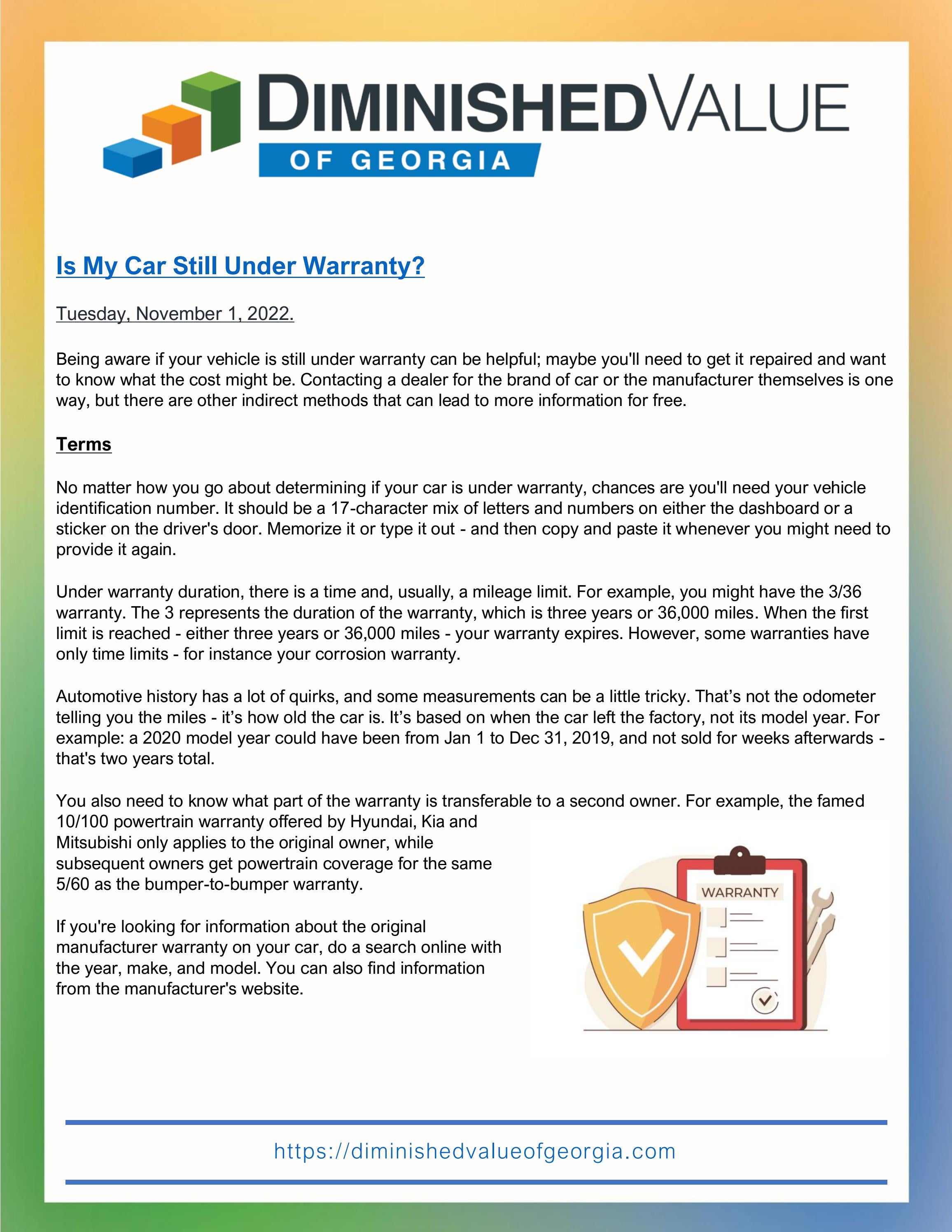 Is My Car Still Under Warranty? by Diminished Value Of Issuu