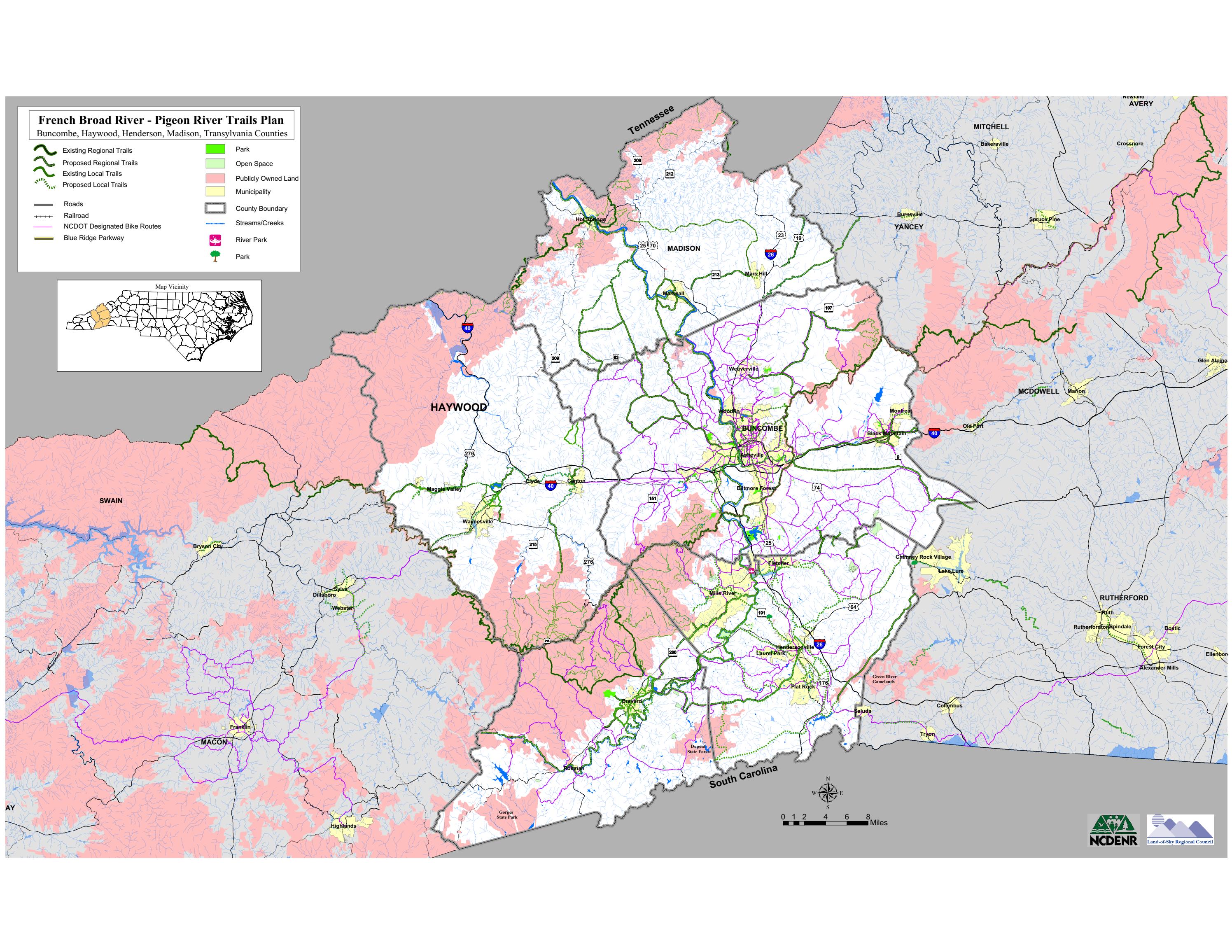 LandofSky Regional Council Regional Trails Map by North Carolina