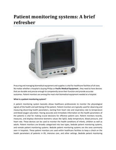 Patient monitoring systems A brief refresher by usoc medical Issuu
