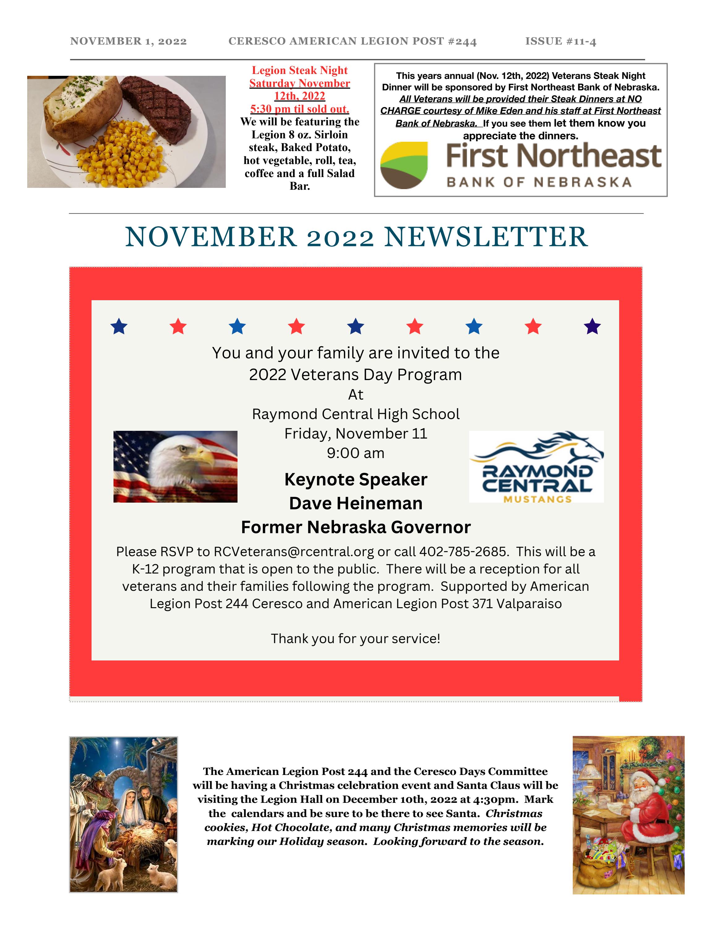 November 2022 Ceresco Post 244 Newsletter by kickcam Issuu