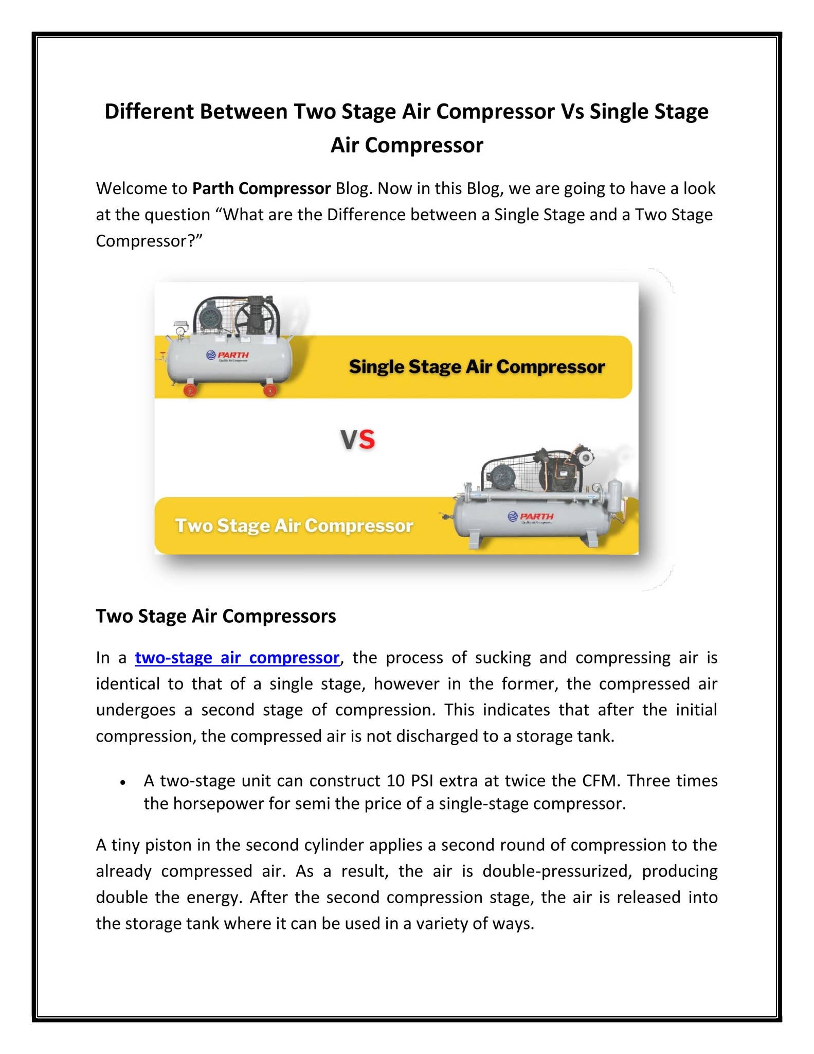 Different Between Two Stage Air Compressor Vs Single Stage Air ...