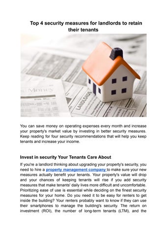 Top 4 security measures for landlords to retain their tenants by House Manage Issuu