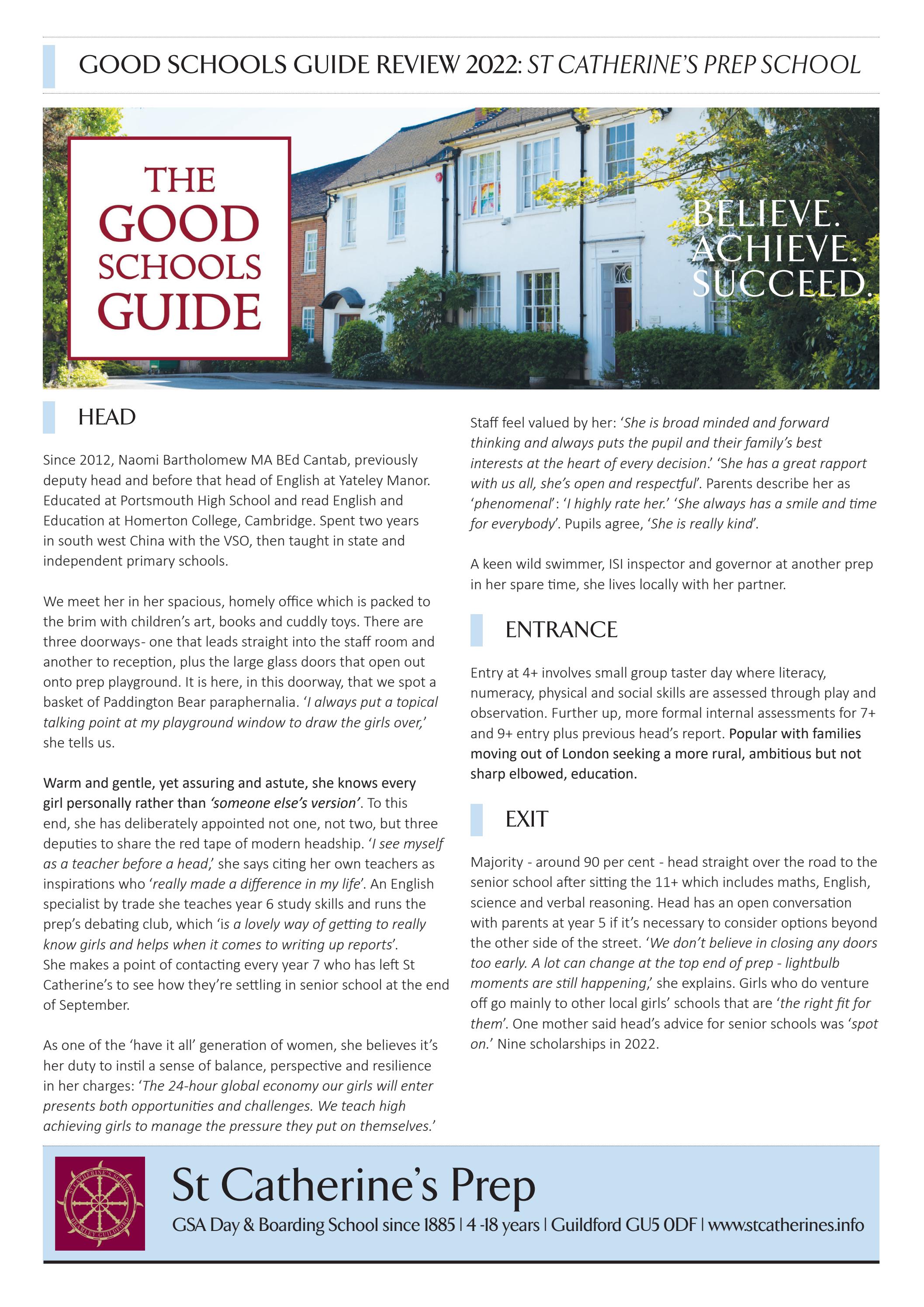 The Good Schools' Guide St Catherine's Prep, Bramley by St Catherine
