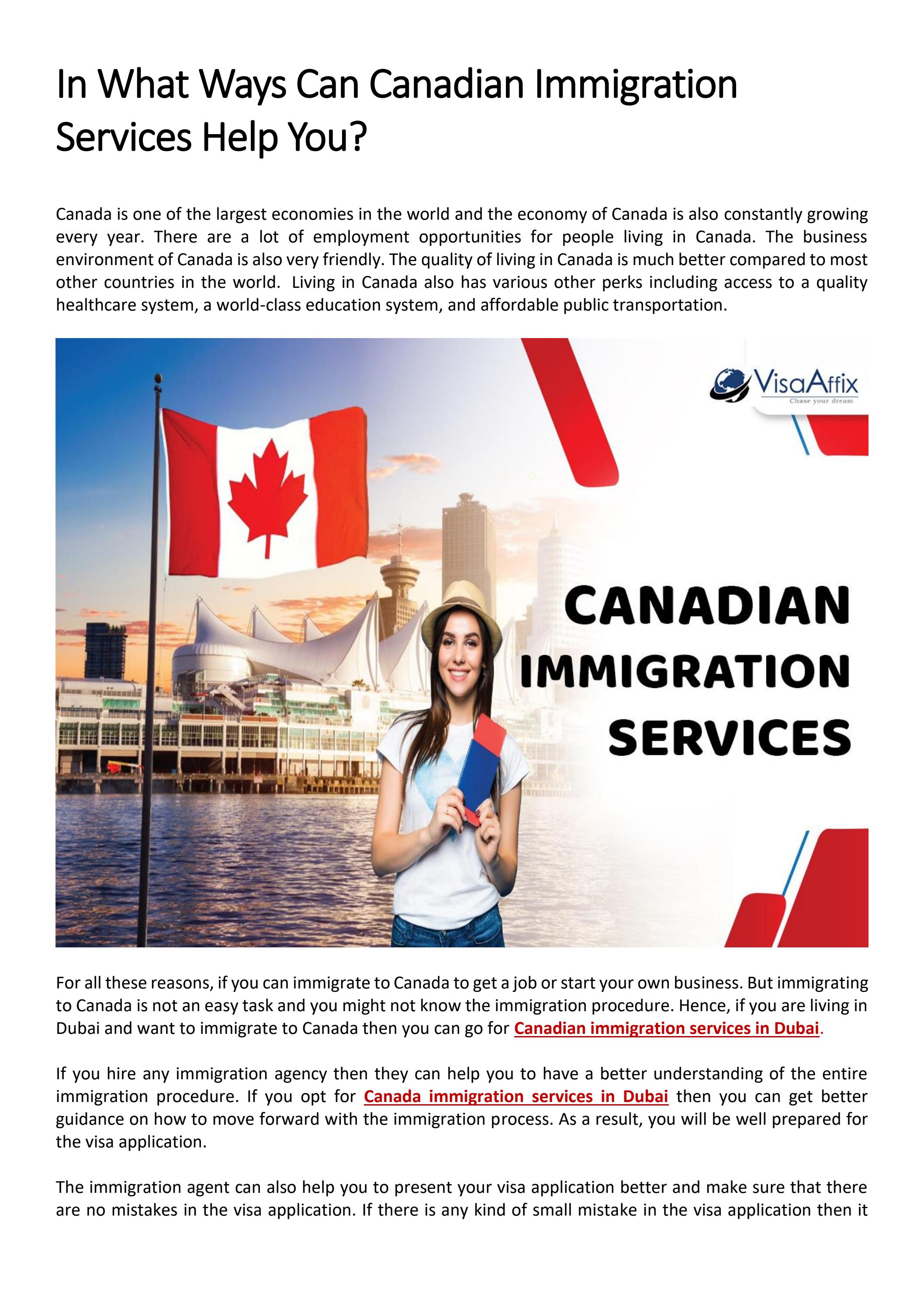 In What Ways Can Canadian Immigration Services Help You? by Visaaffix
