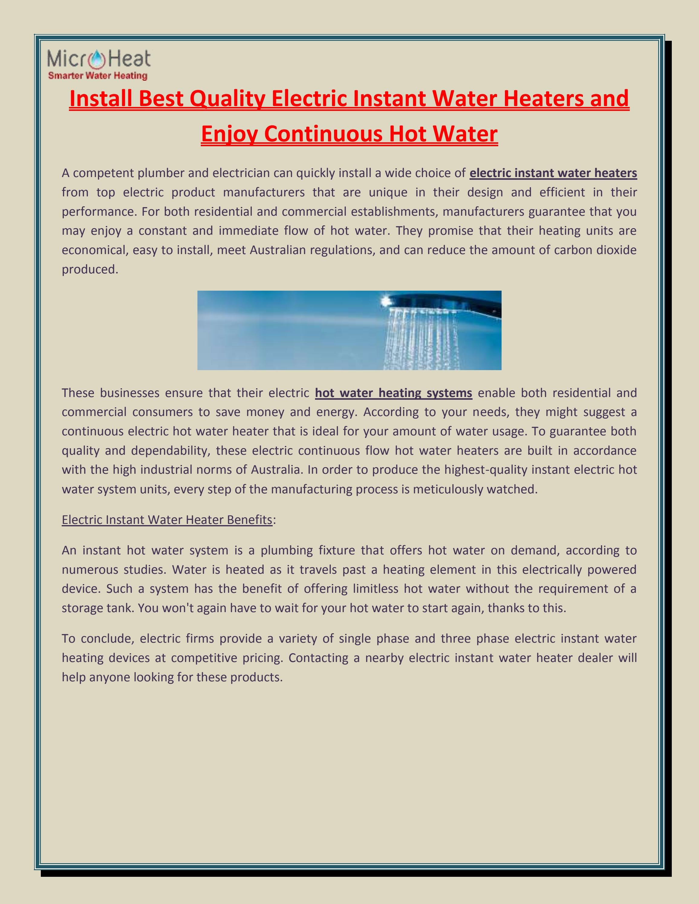 The title of your publicationInstall Best Quality Electric Instant