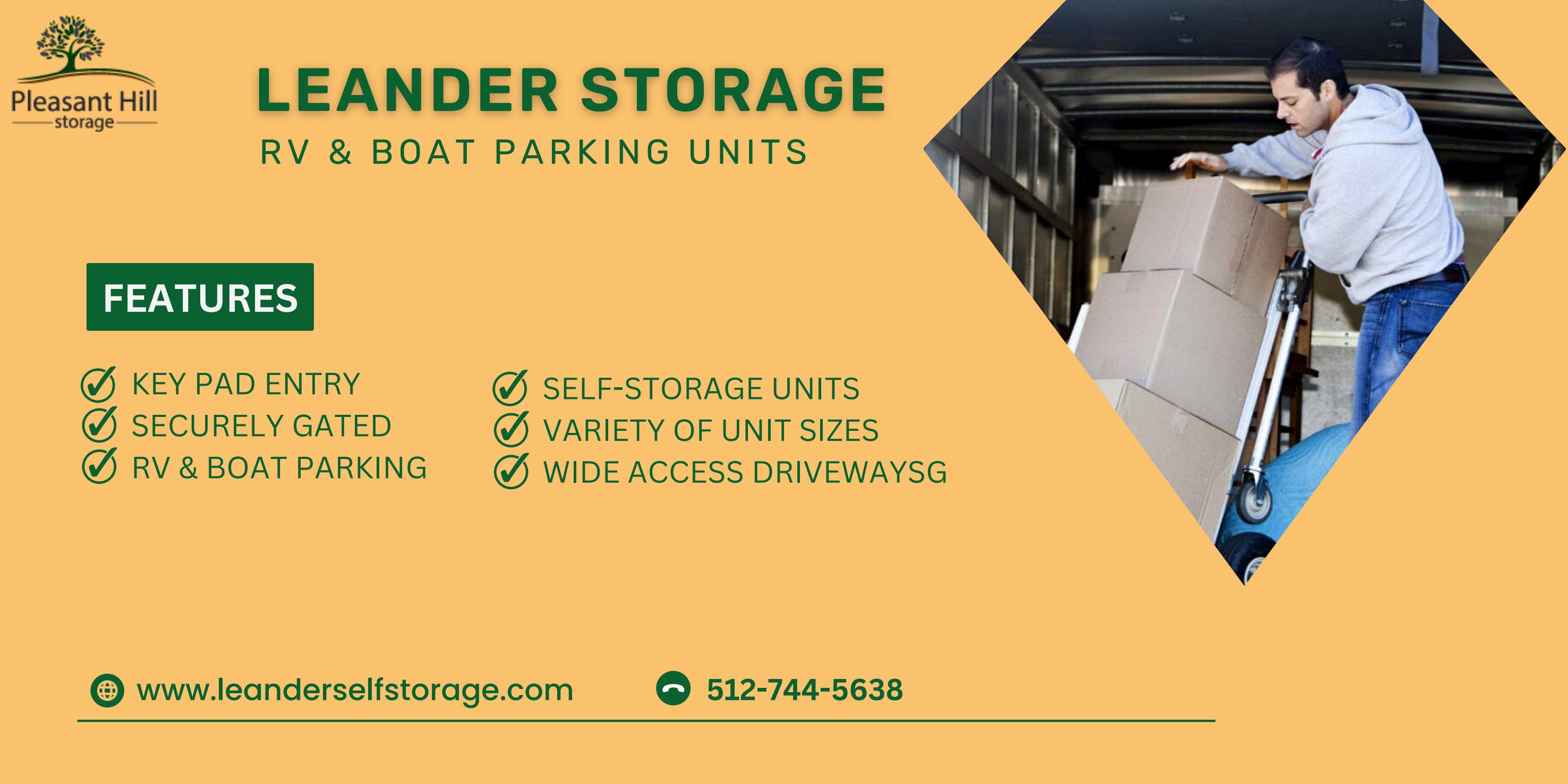 Secure Self Storage & Parking Storage in Leander, TX by Pleasant Hill