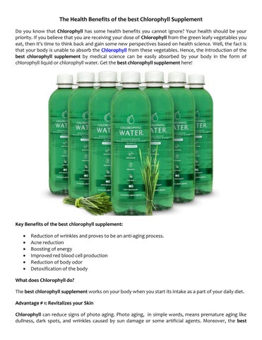 The Health Benefits of the Best Chlorophyll Supplement by Chlorophyll