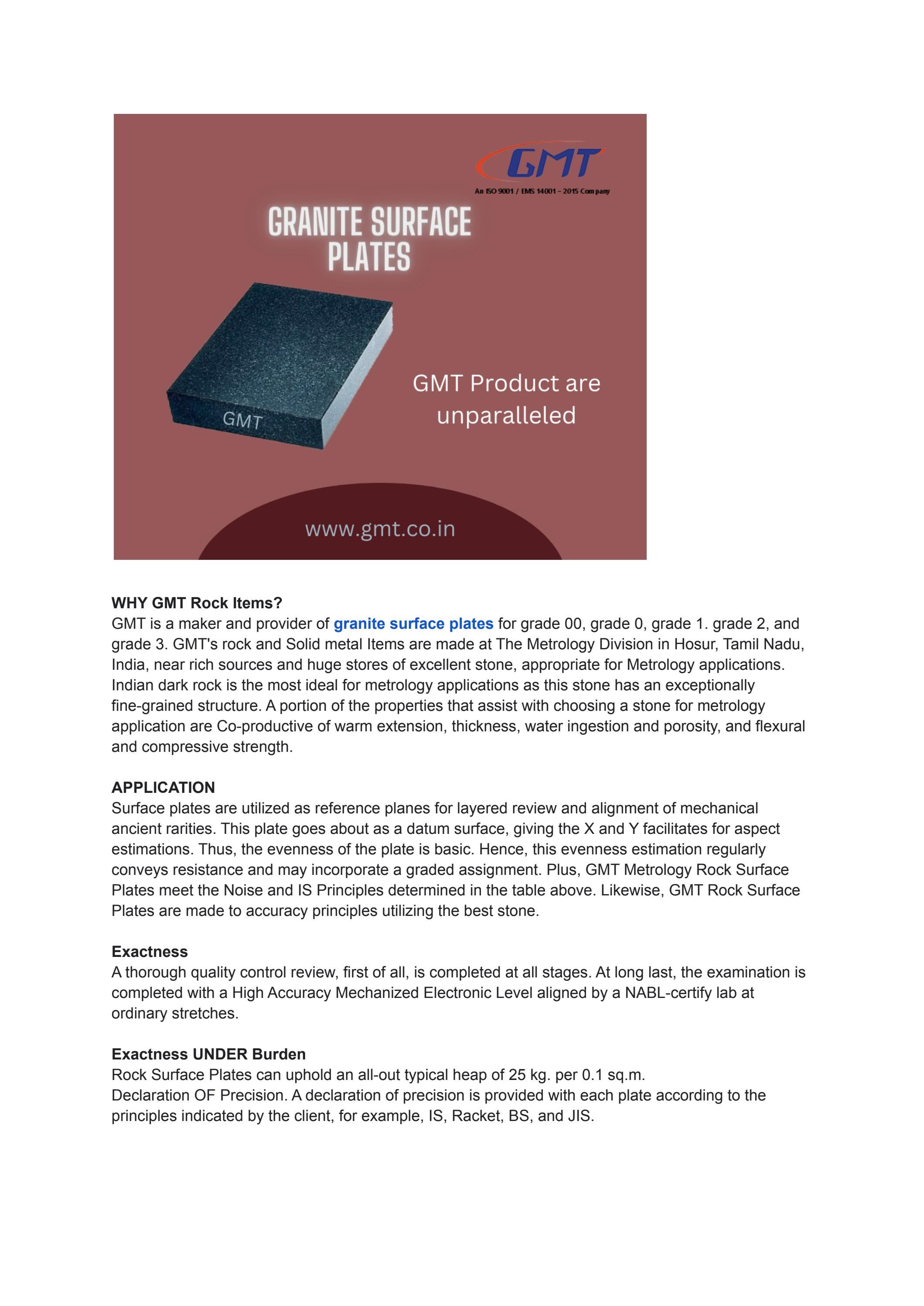 GMT Precision Granite Surface Plates by guindy machine Issuu