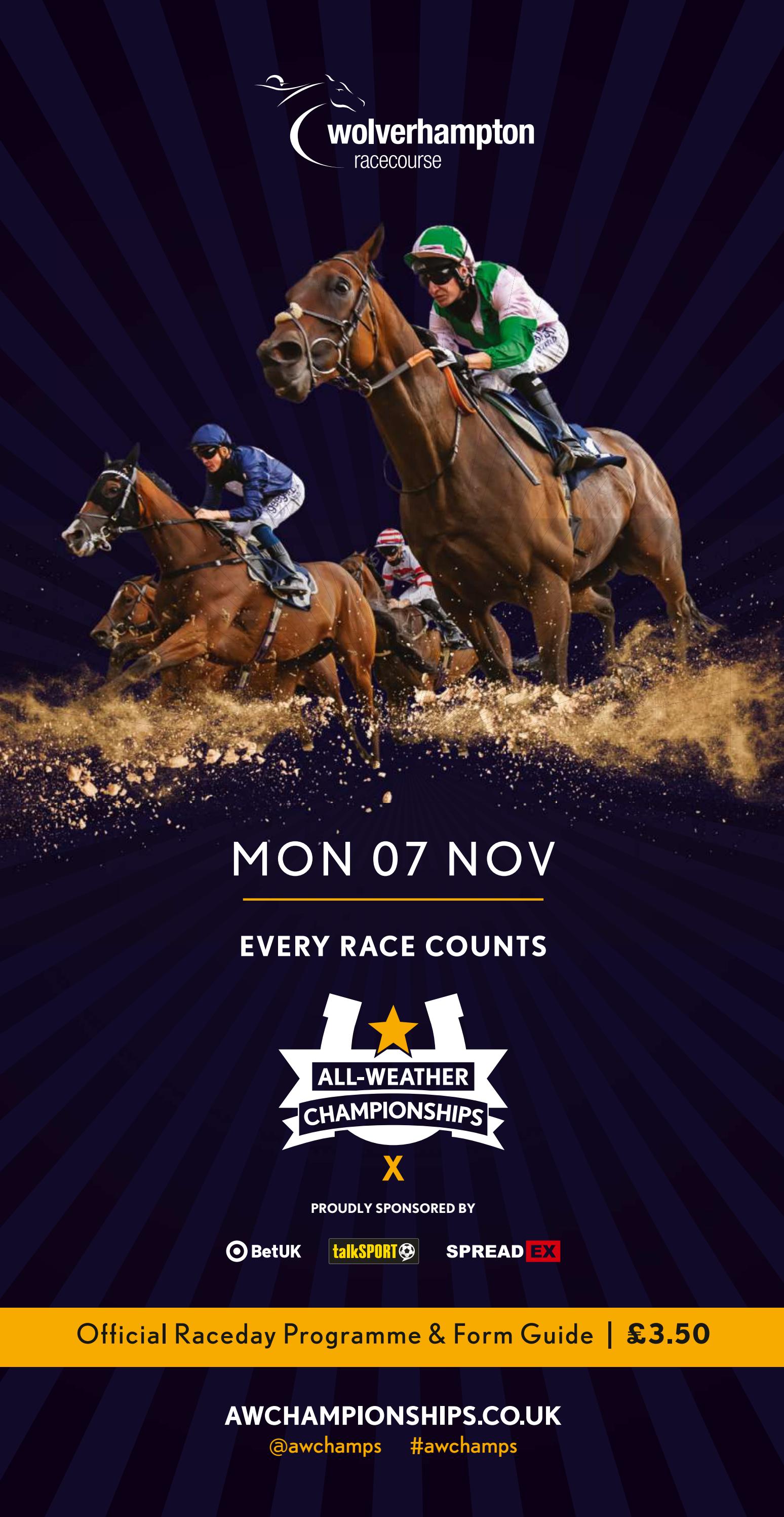 Wolverhampton Racecard Monday 7th November by Arena Racing Company