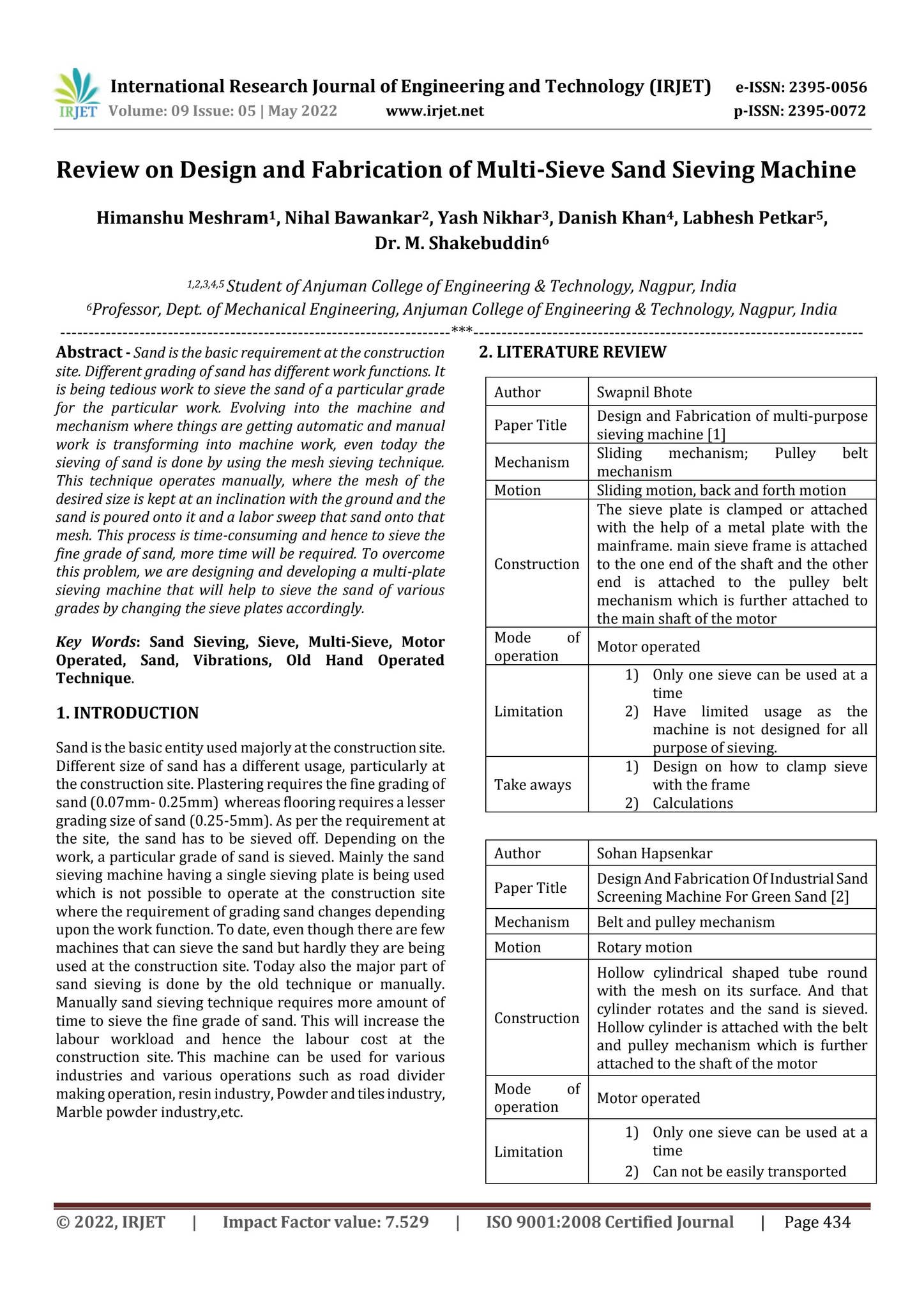Review on Design and Fabrication of Multi-Sieve Sand Sieving Machine by ...