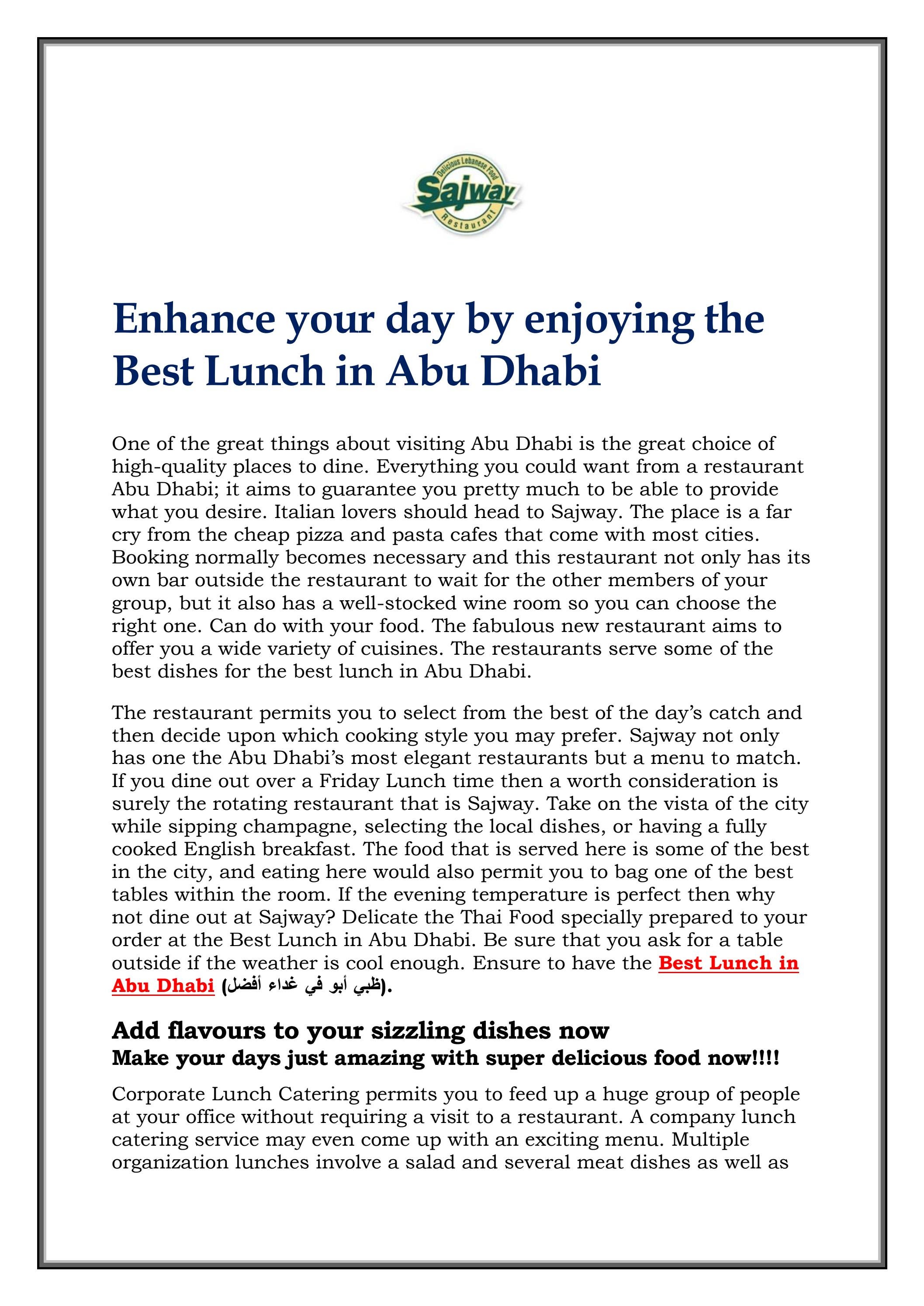 Enhance your day by enjoying the Best Lunch in Abu