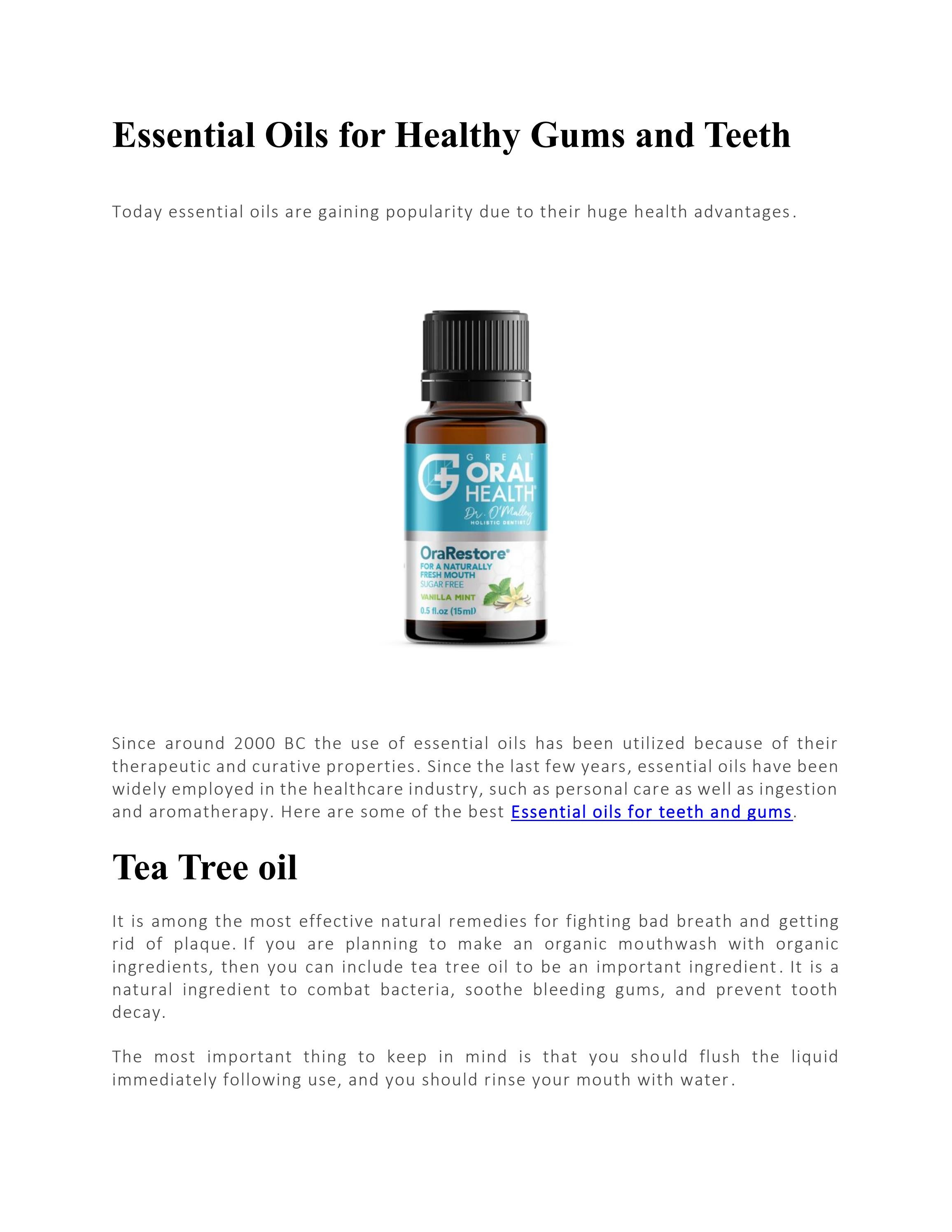 Essential Oils for Healthy Gums and Teeth by Great Oral Health Issuu