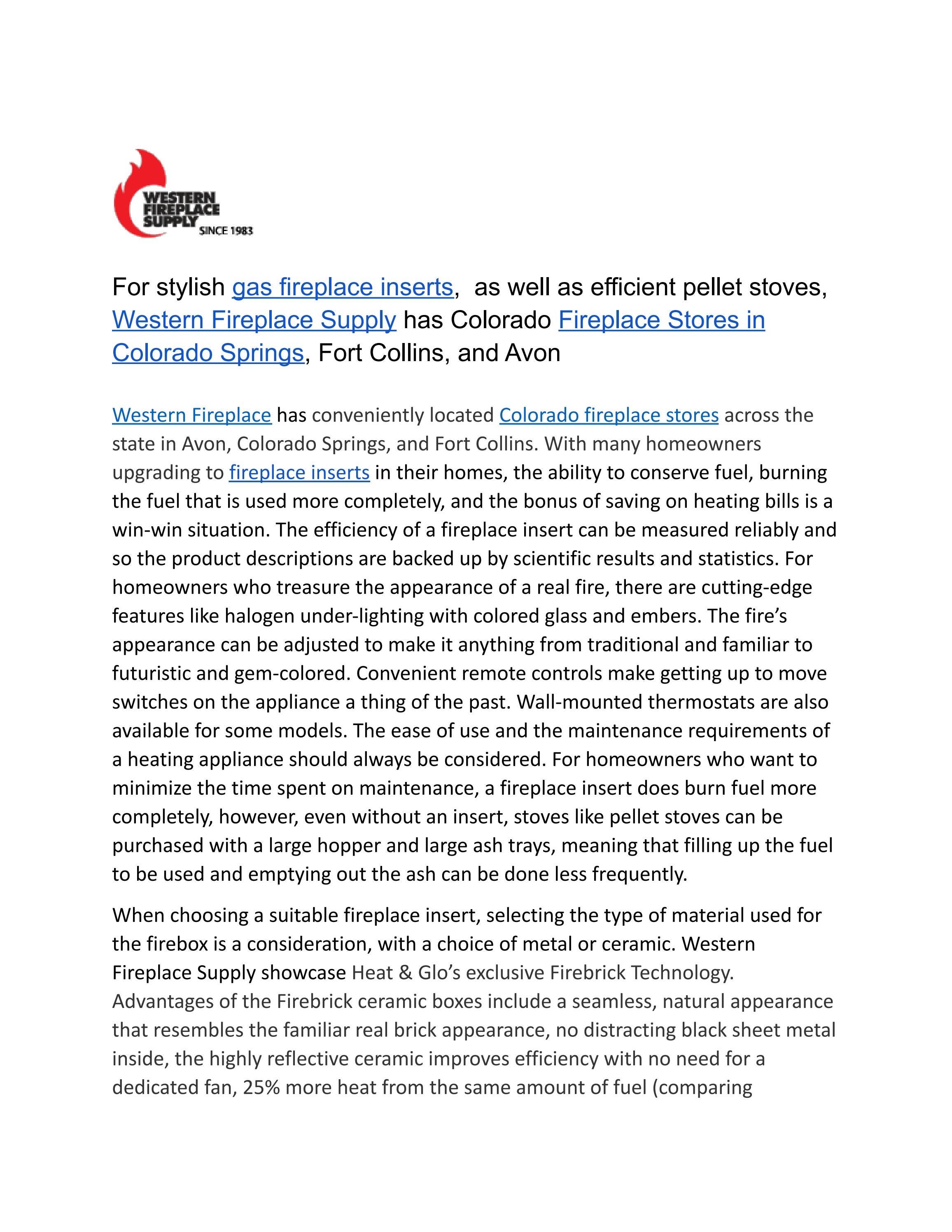 Colorado Springs Fireplace Inserts, including stylish gas fireplace