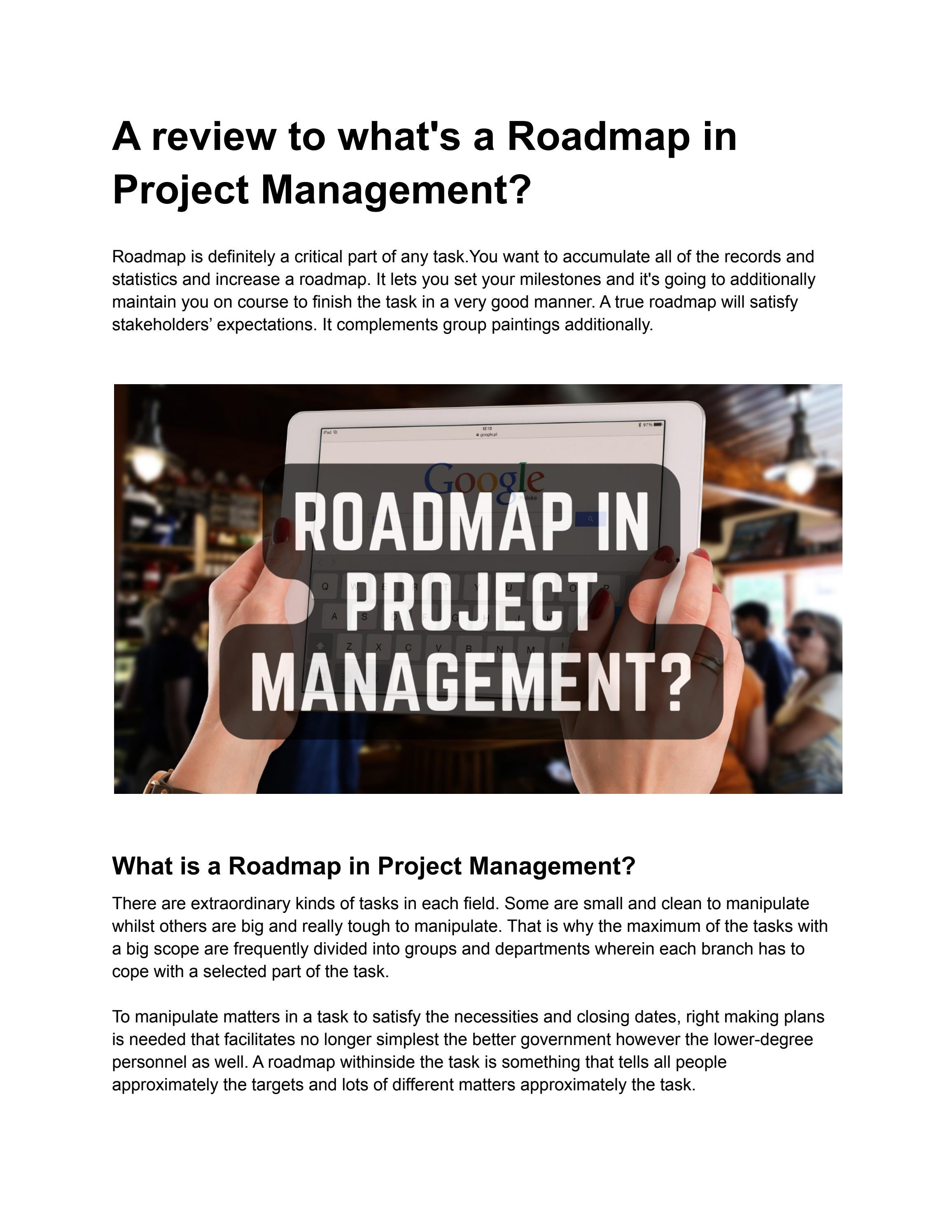 Roadmap In Project Management