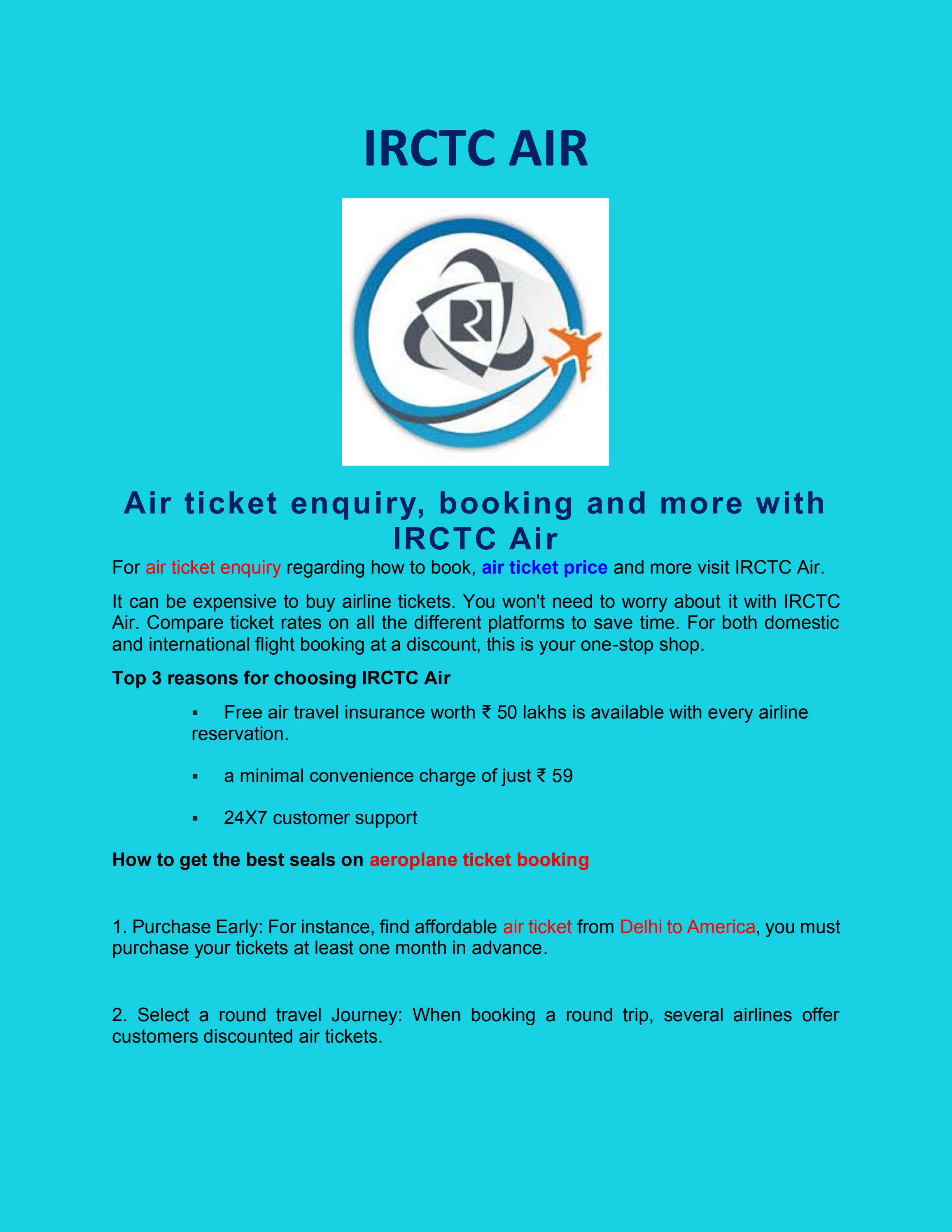Air ticket enquiry, booking and more with IRCTC Air by airflight.irctc Issuu