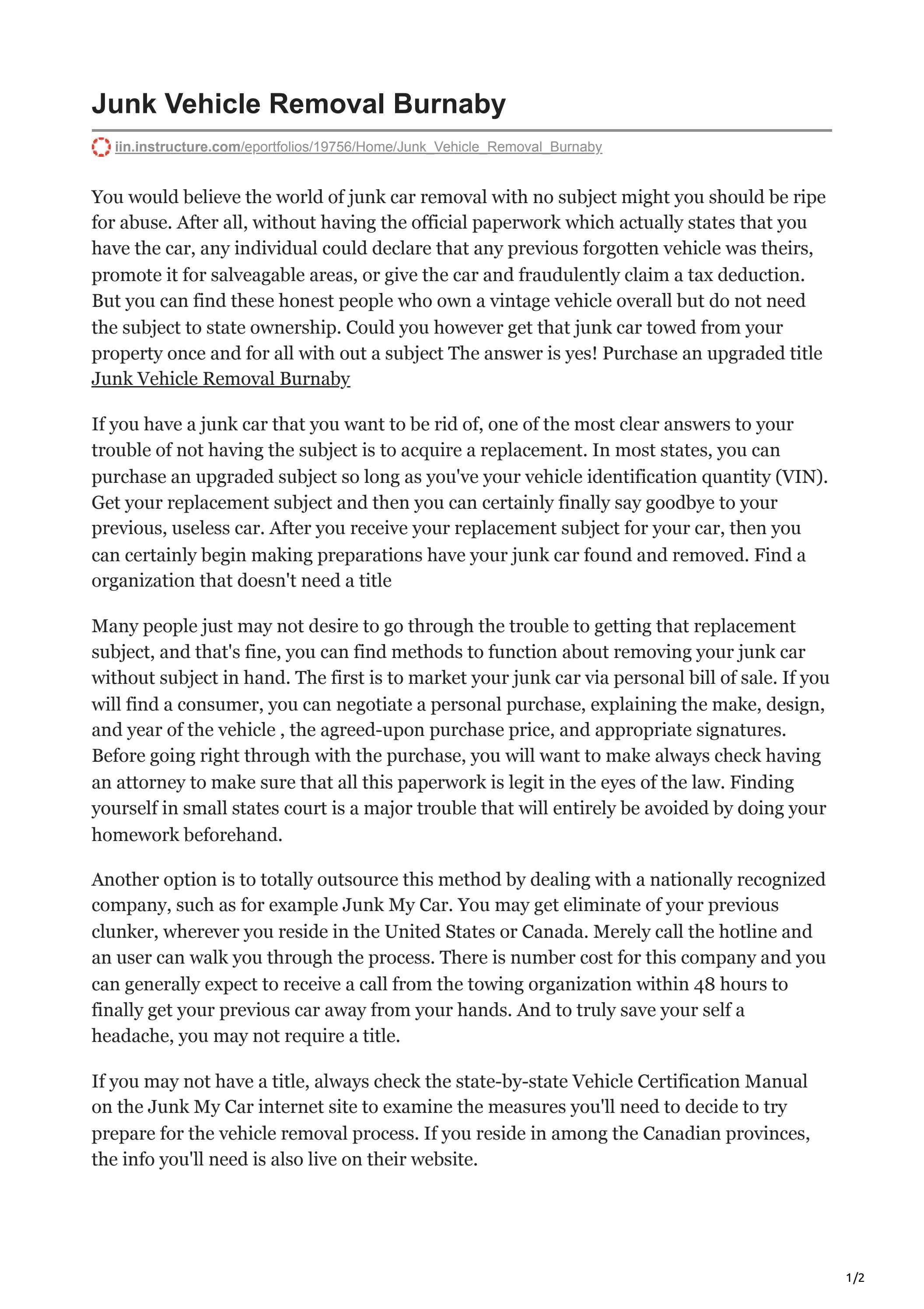 Junk Vehicle Removal Burnaby by Devort mate Issuu