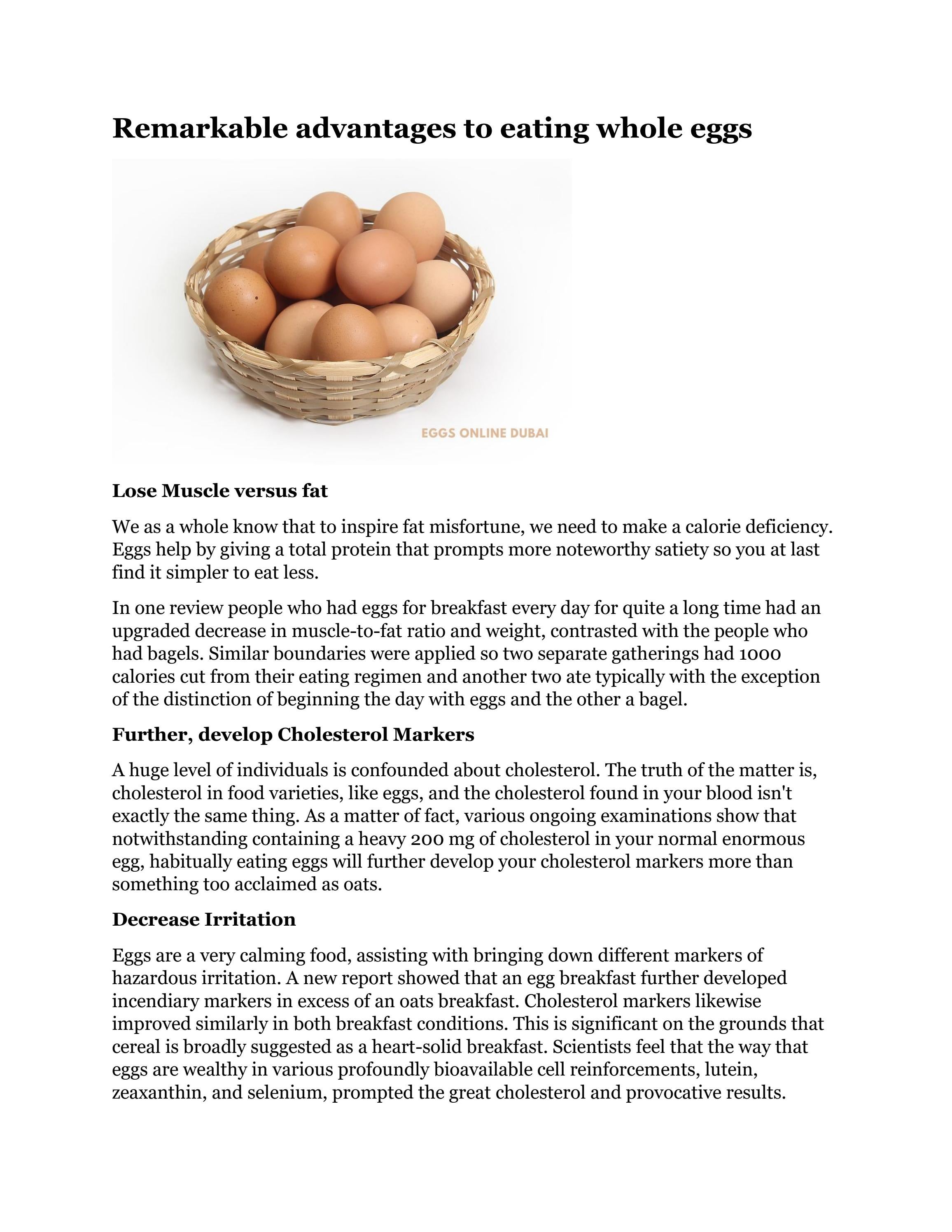 Remarkable advantages to eating whole eggs by Farzana Dubai Issuu