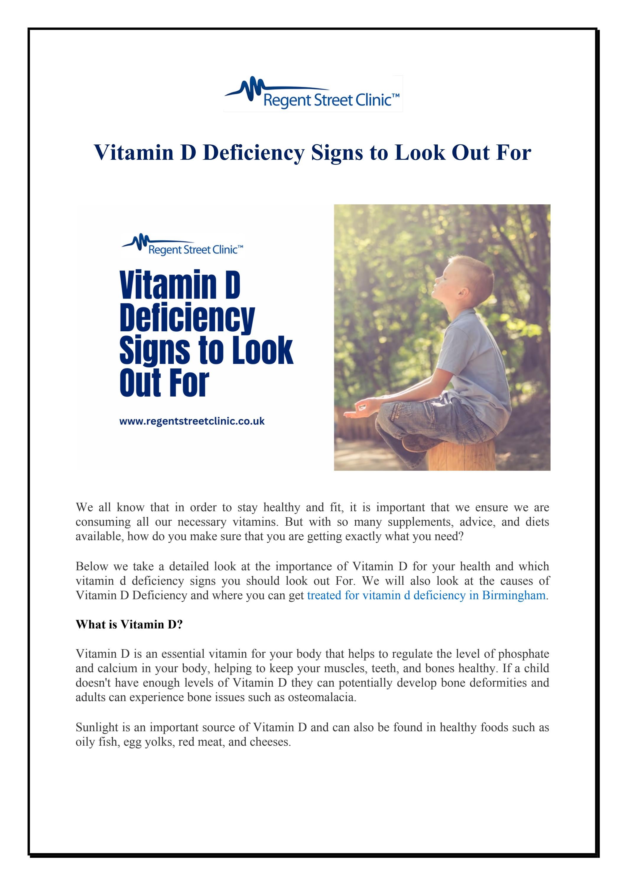 Vitamin D Deficiency Signs to Look Out For by Regent Street Clinic™ Issuu
