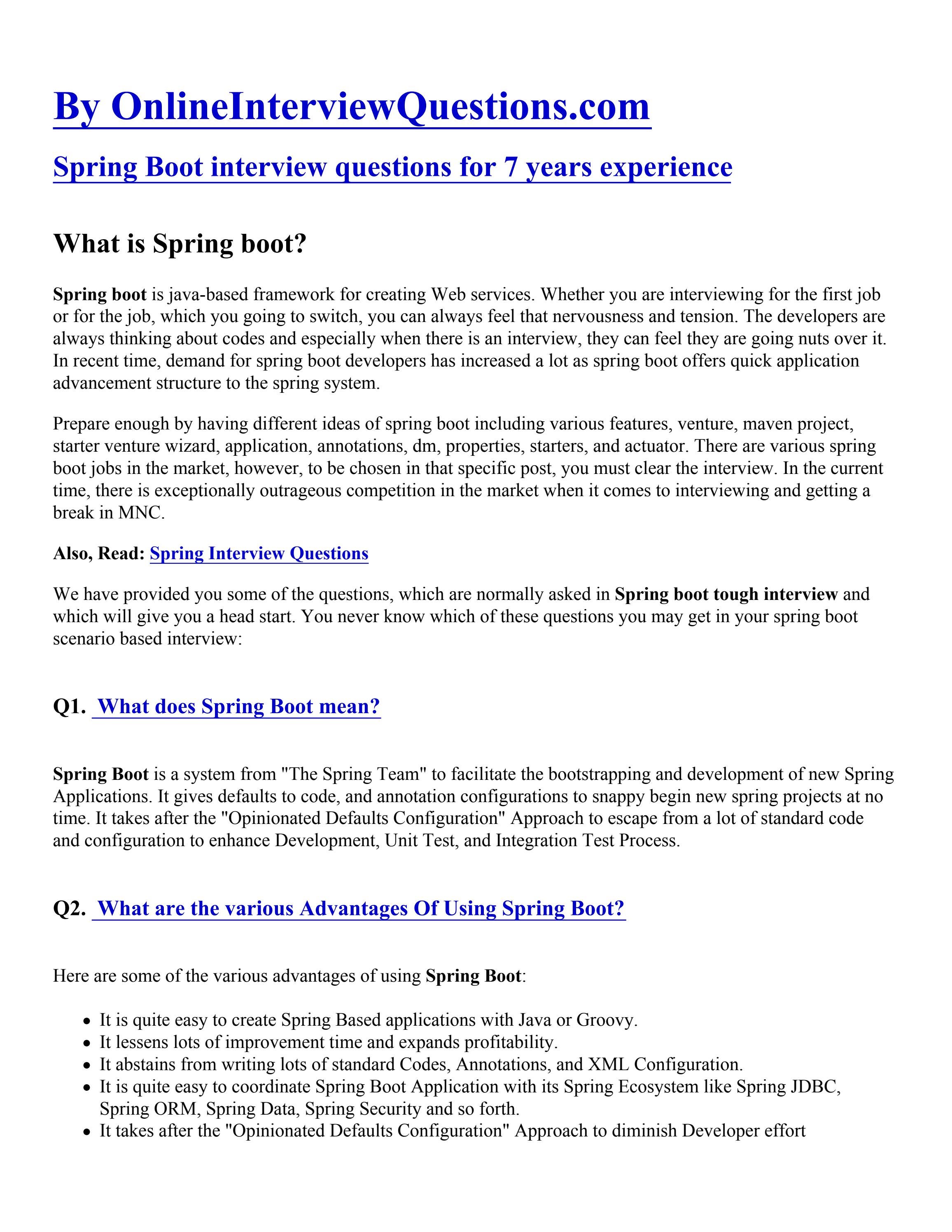 Spring Boot Interview Questions & Answers PDF by Satyam Jaiswal - Issuu