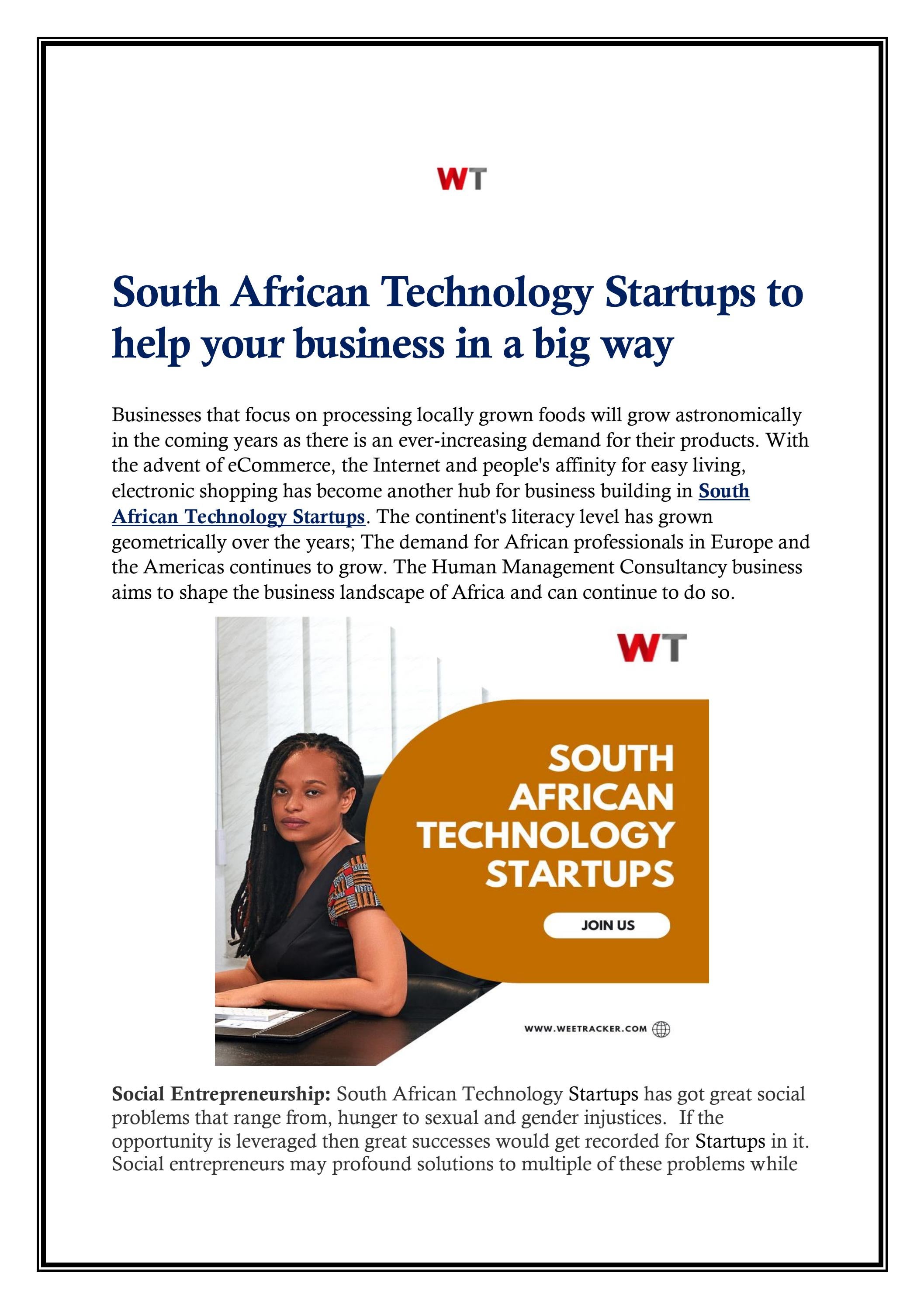 South African Technology Startups to help your business in a big way by