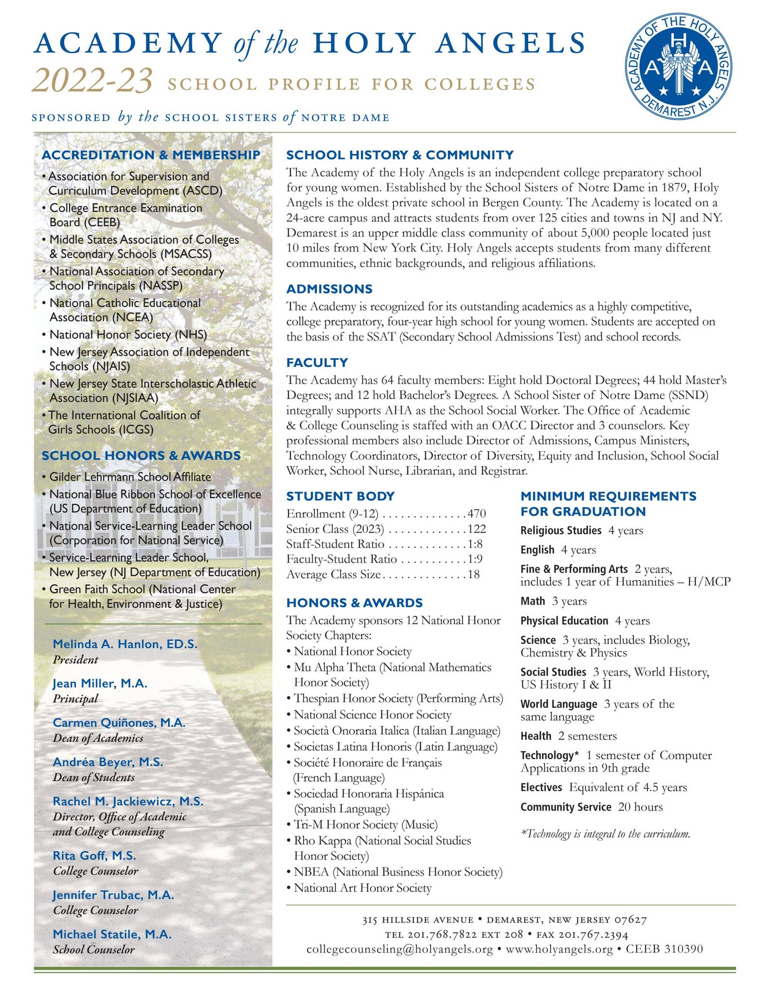 School profile 22-23 by Academy of the Holy Angels - Issuu