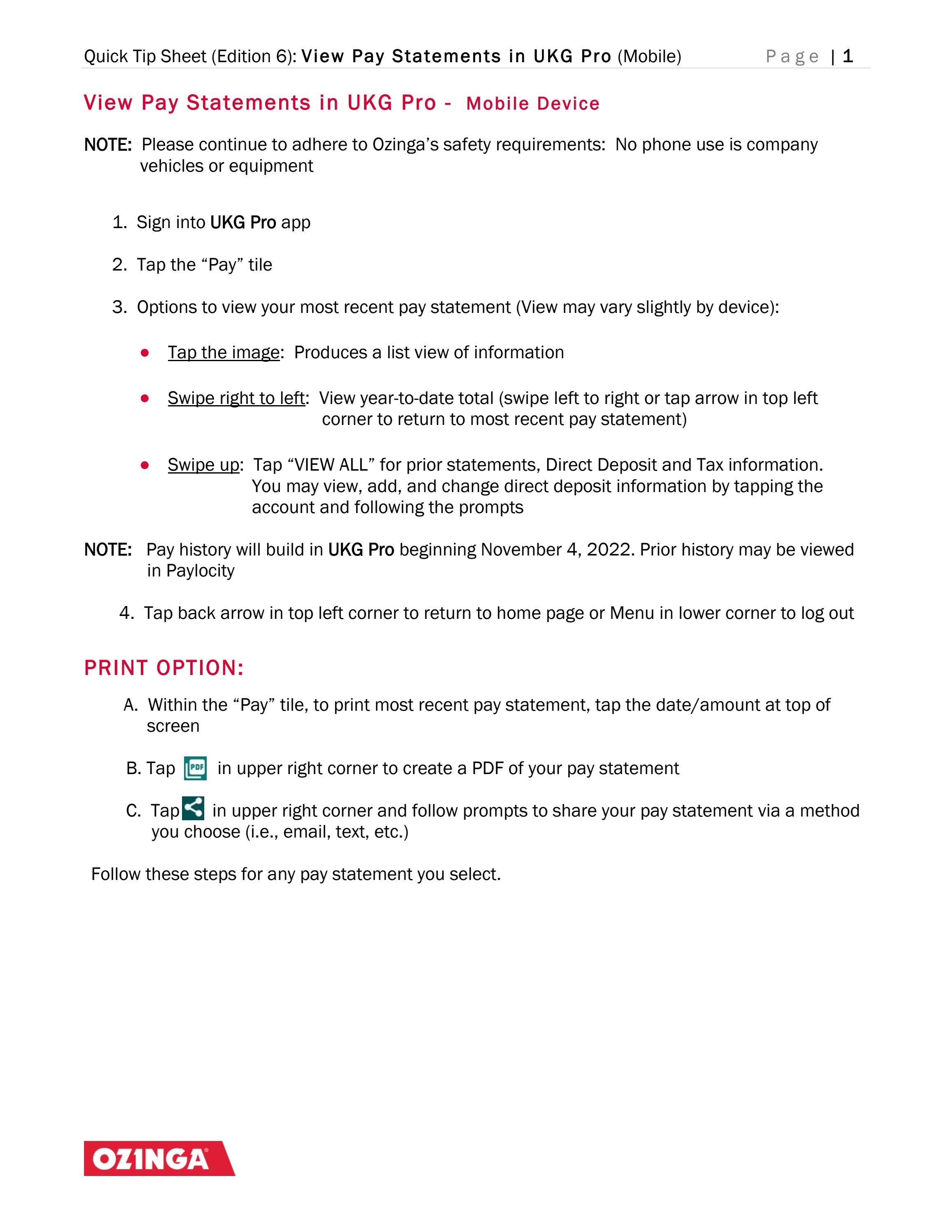 Quick Tips - View Pay Statement (Mobile) by ozinga_1928 - Issuu